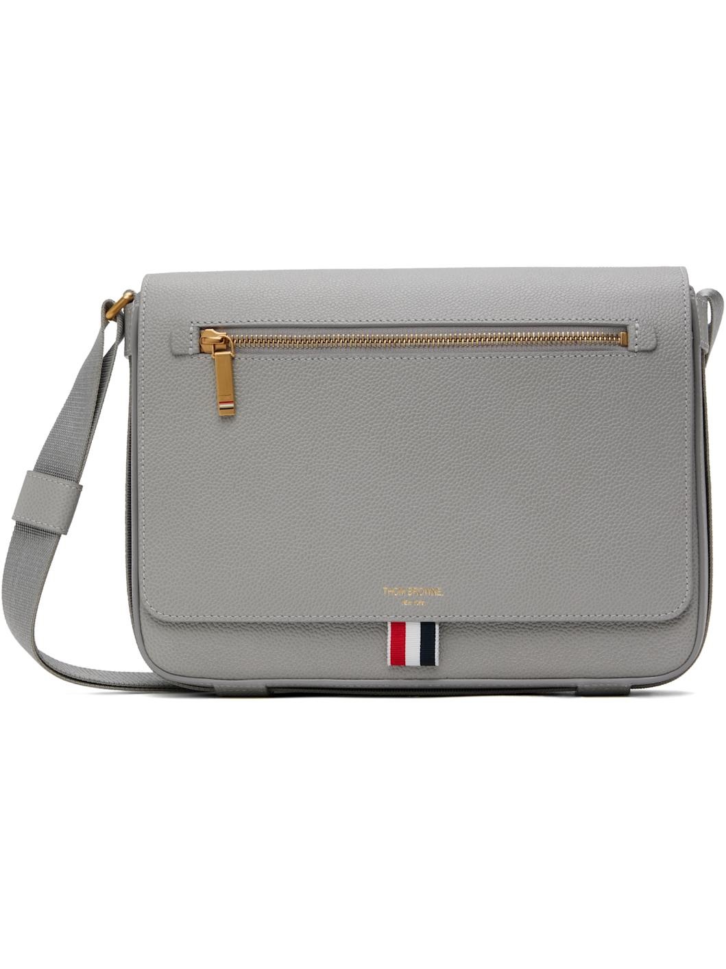 Gray Pebble Grain Reporter Bag - 1
