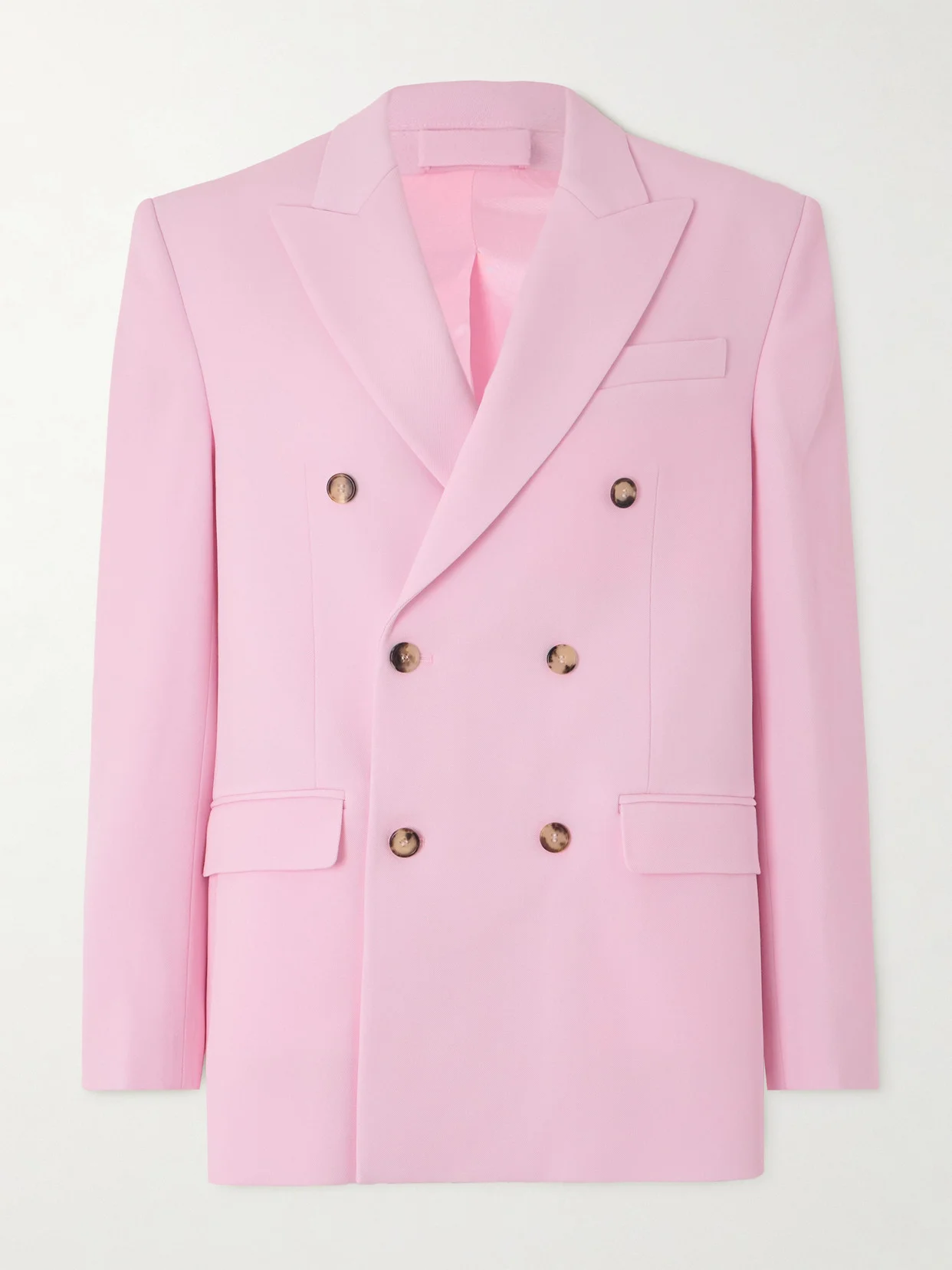 Oversized Double-breasted Grain De Poudre Wool Blazer - 1