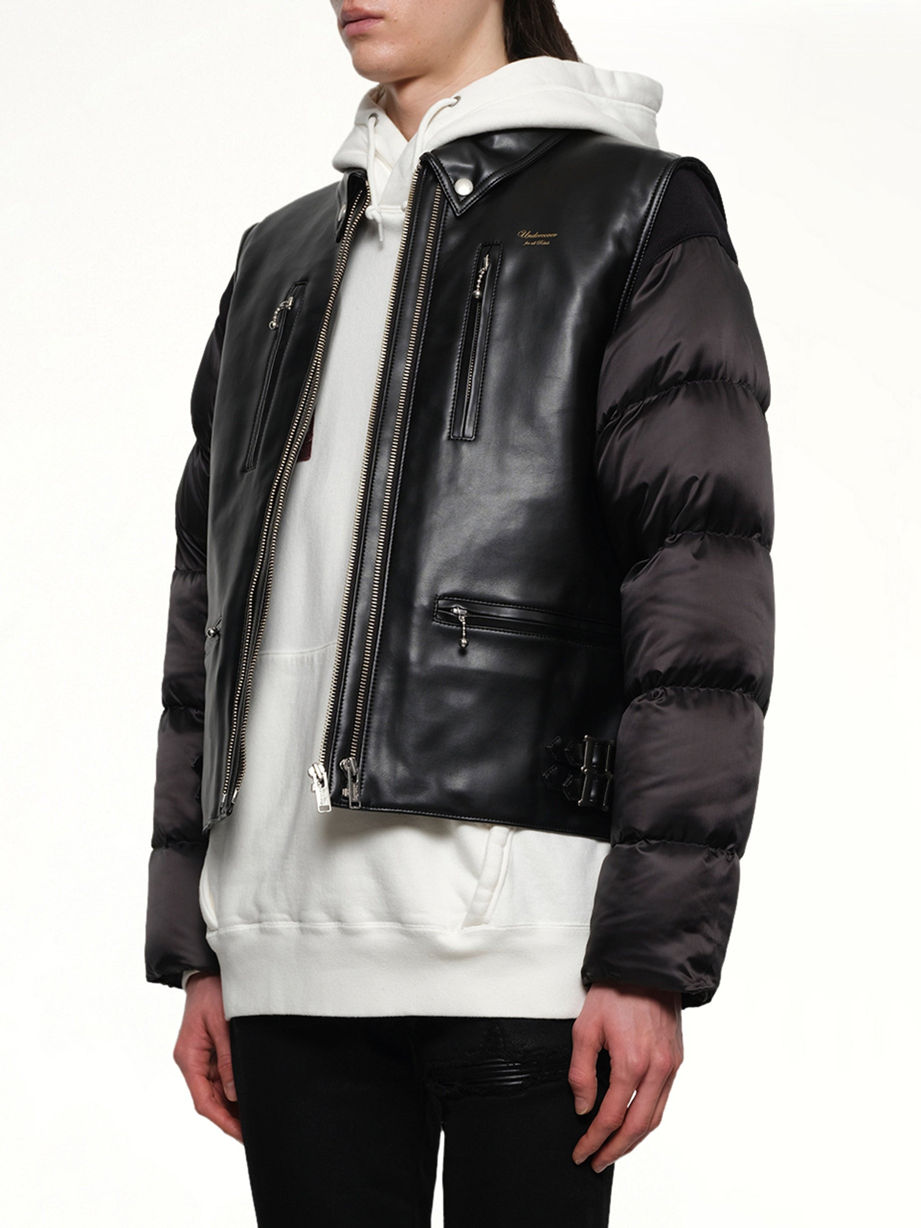 Vegan Leather Blouson in Black - 3