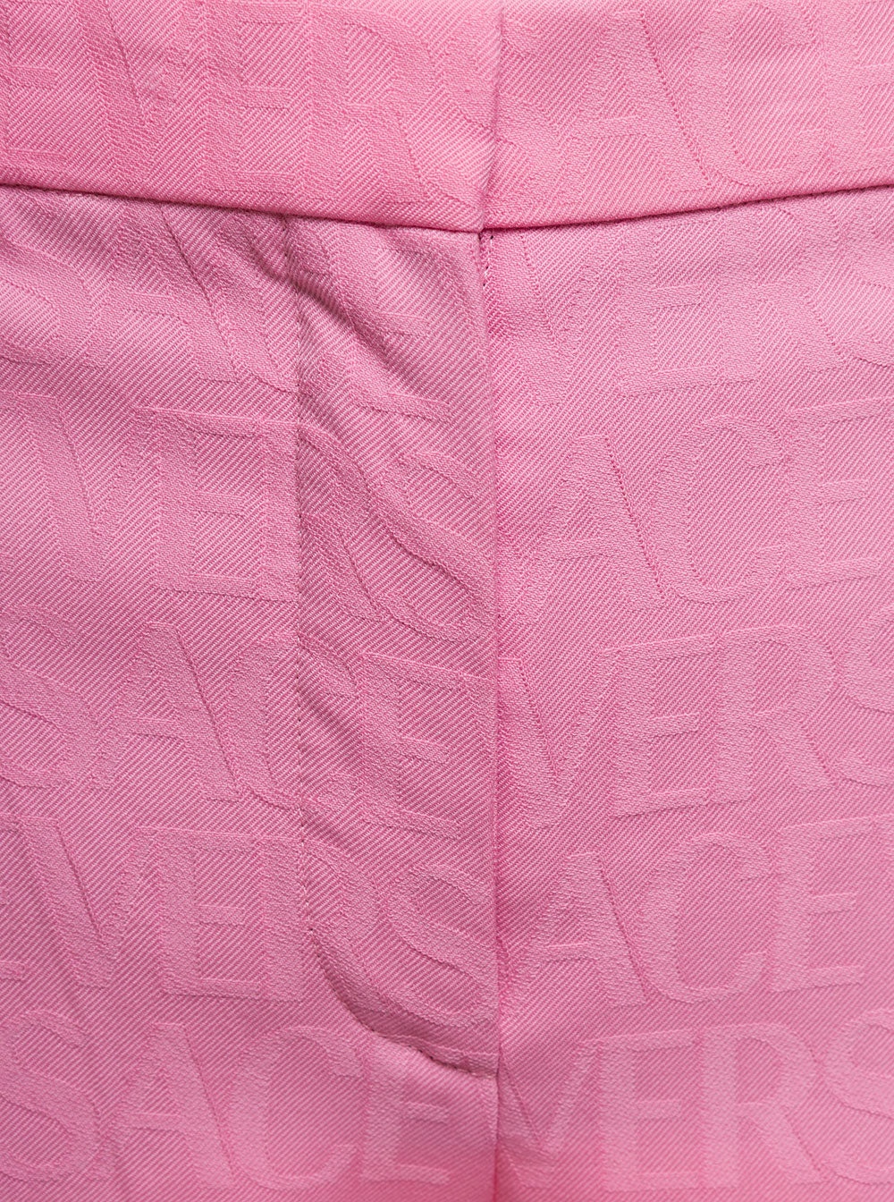 Versace Women Pink Flare Pants With Tonal Logo Lettering In Wool Woman - 3