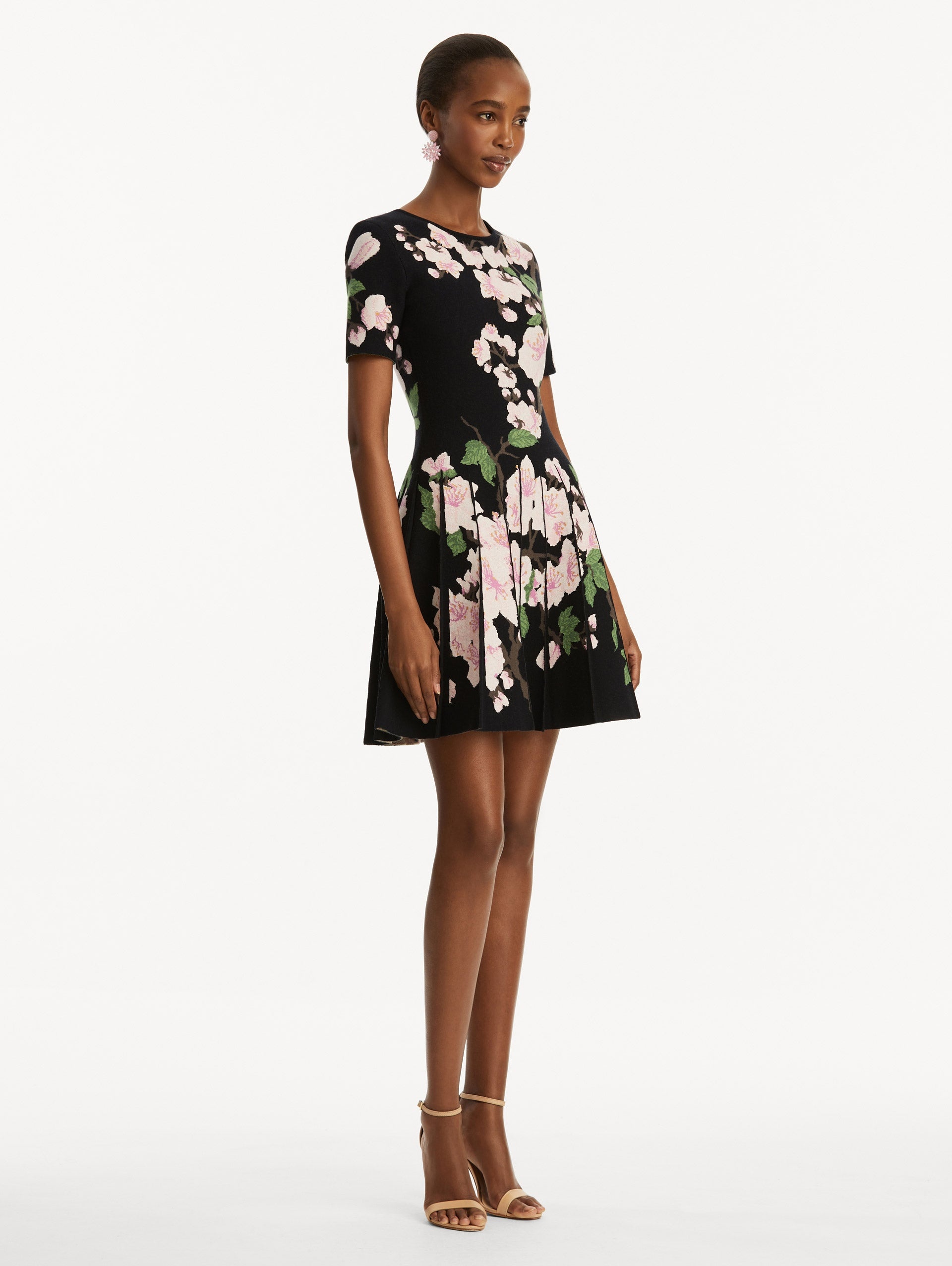 CHERRY BLOSSOM PLEATED JACQUARD DRESS - 4