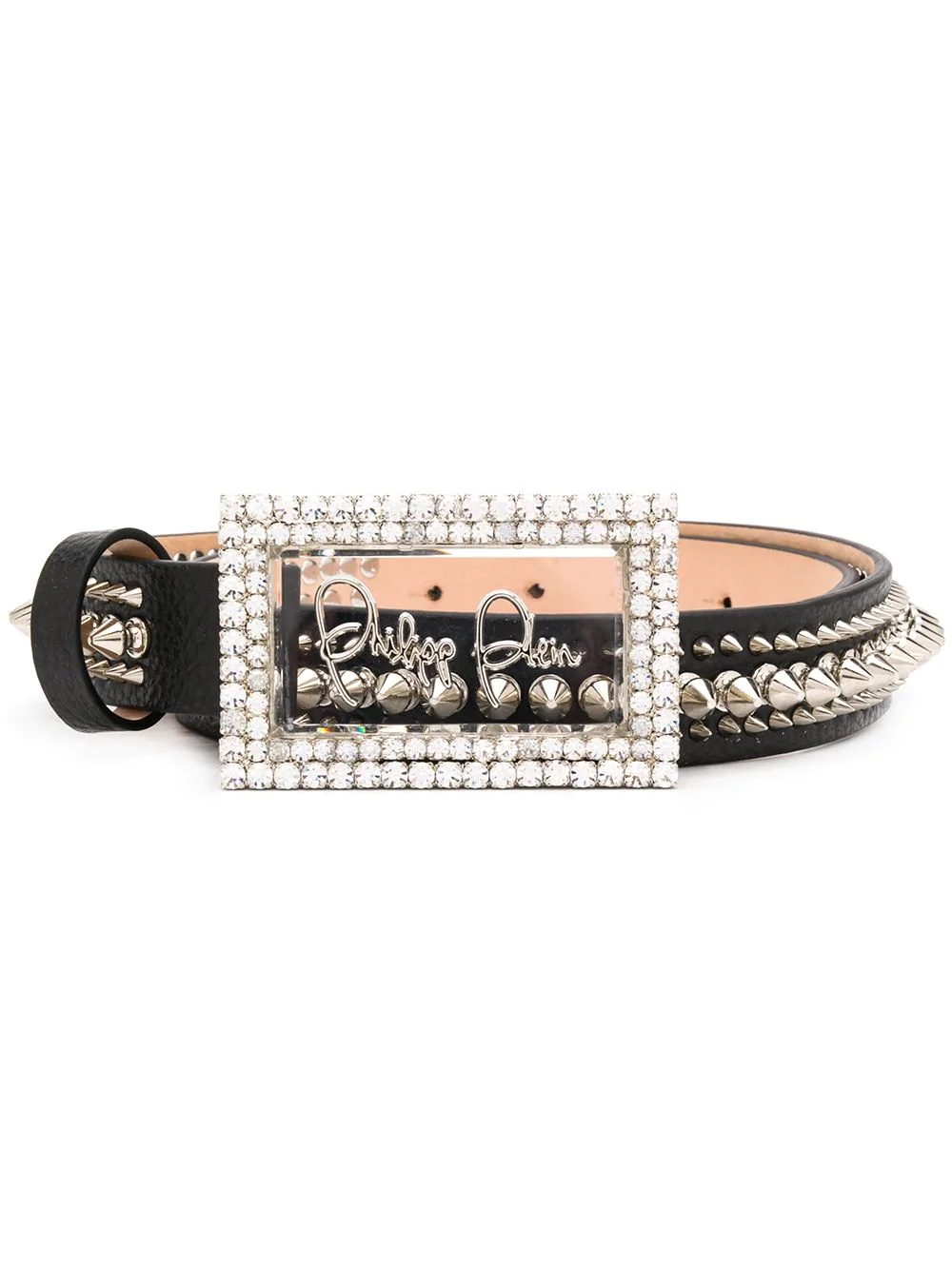 crystal-embellished logo belt - 1