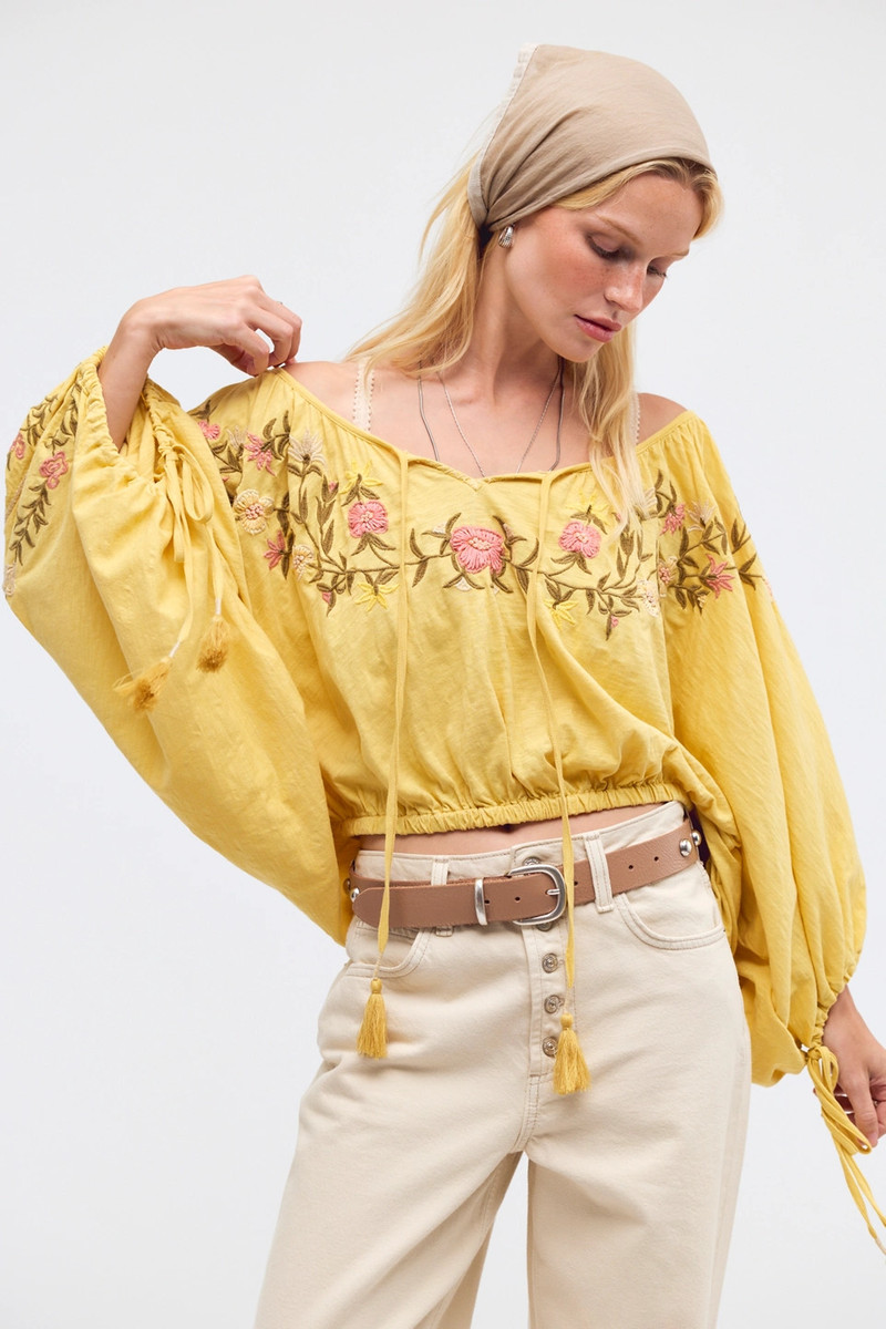 Plumeria Embroidered Top 1