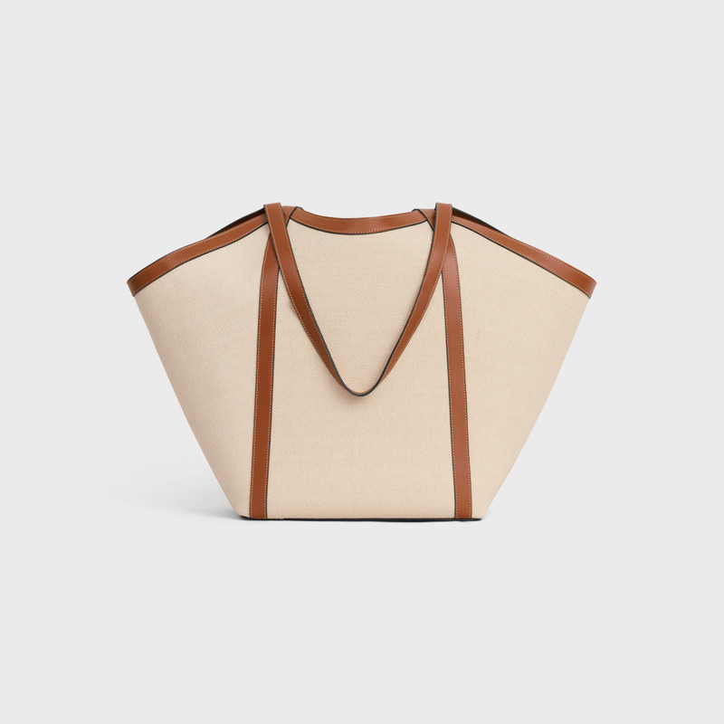 LARGE CABAS IN TEXTILE WITH ANCHOR EMBROIDERY AND CALFSKIN 3