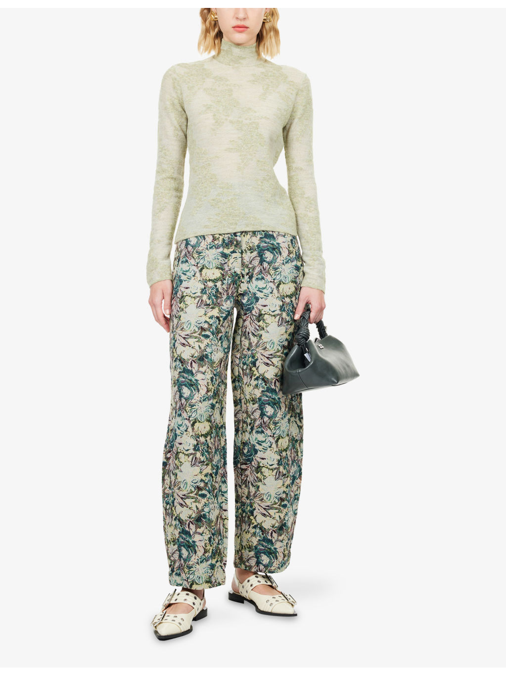 Tapestry Jacquard Wide-Leg Woven Trousers - 2