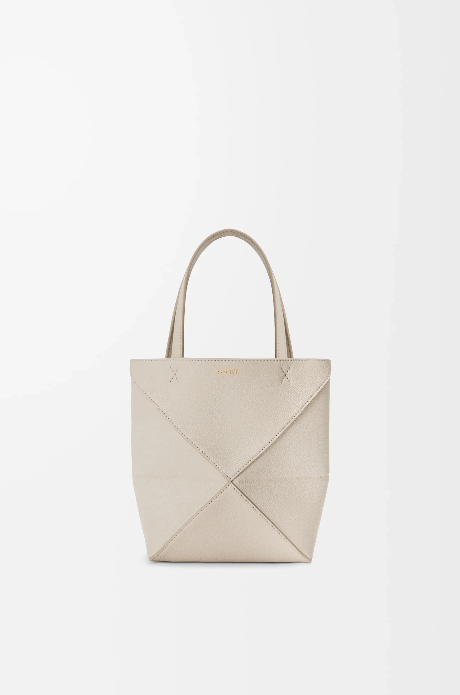 Mini Puzzle Fold tote in soft grained calfskin - 1