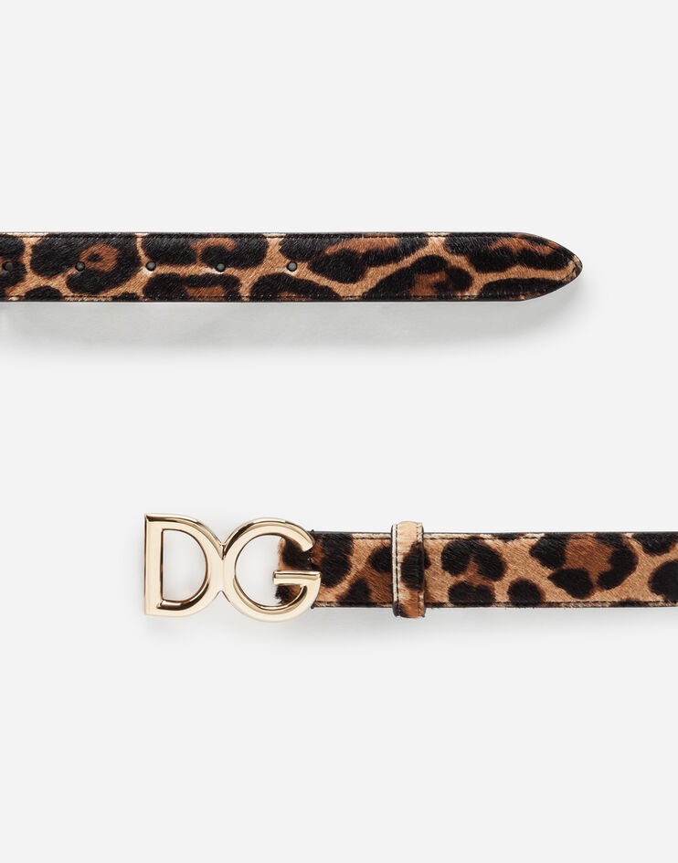 Belt in leopard print pony with logo - 2