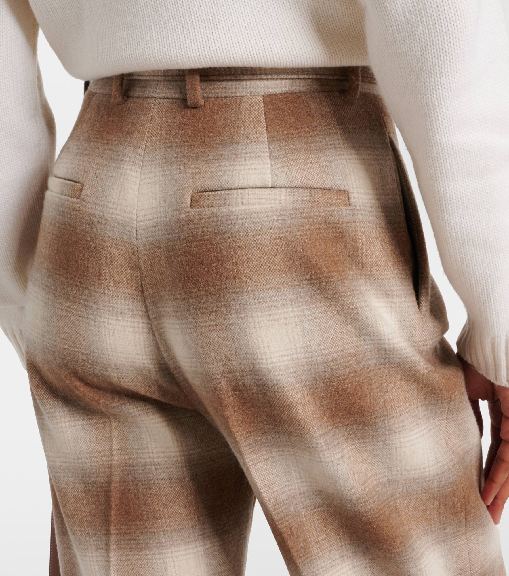 Edward checked flannel wide-leg pants - 6