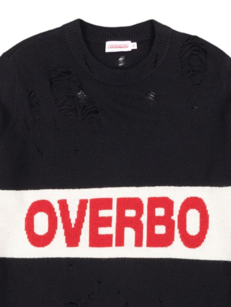 CHARLES JEFFREY LOVERBOY Logo-Intarsia Distressed Sweater outlook
