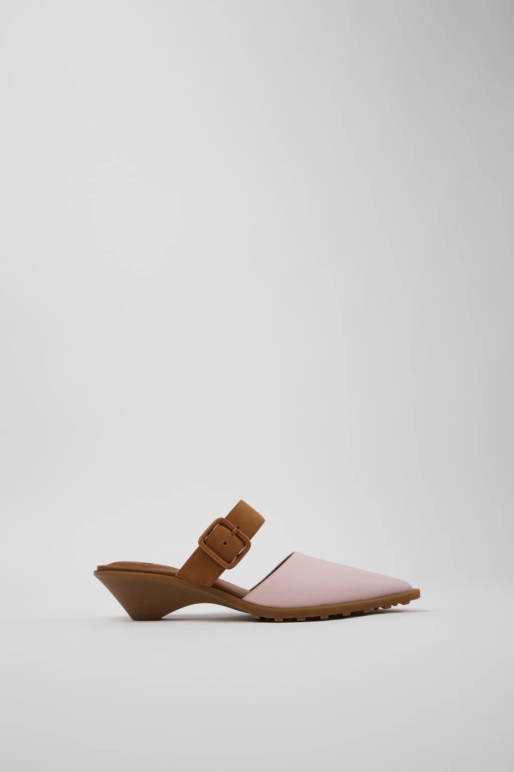 Anita Pink Leather and Nubuck Semi-Open Shoes for Women. - 1