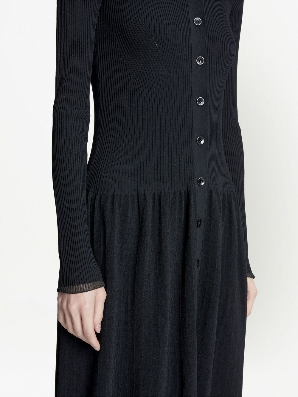 ribbed-knit button-front dress - 5