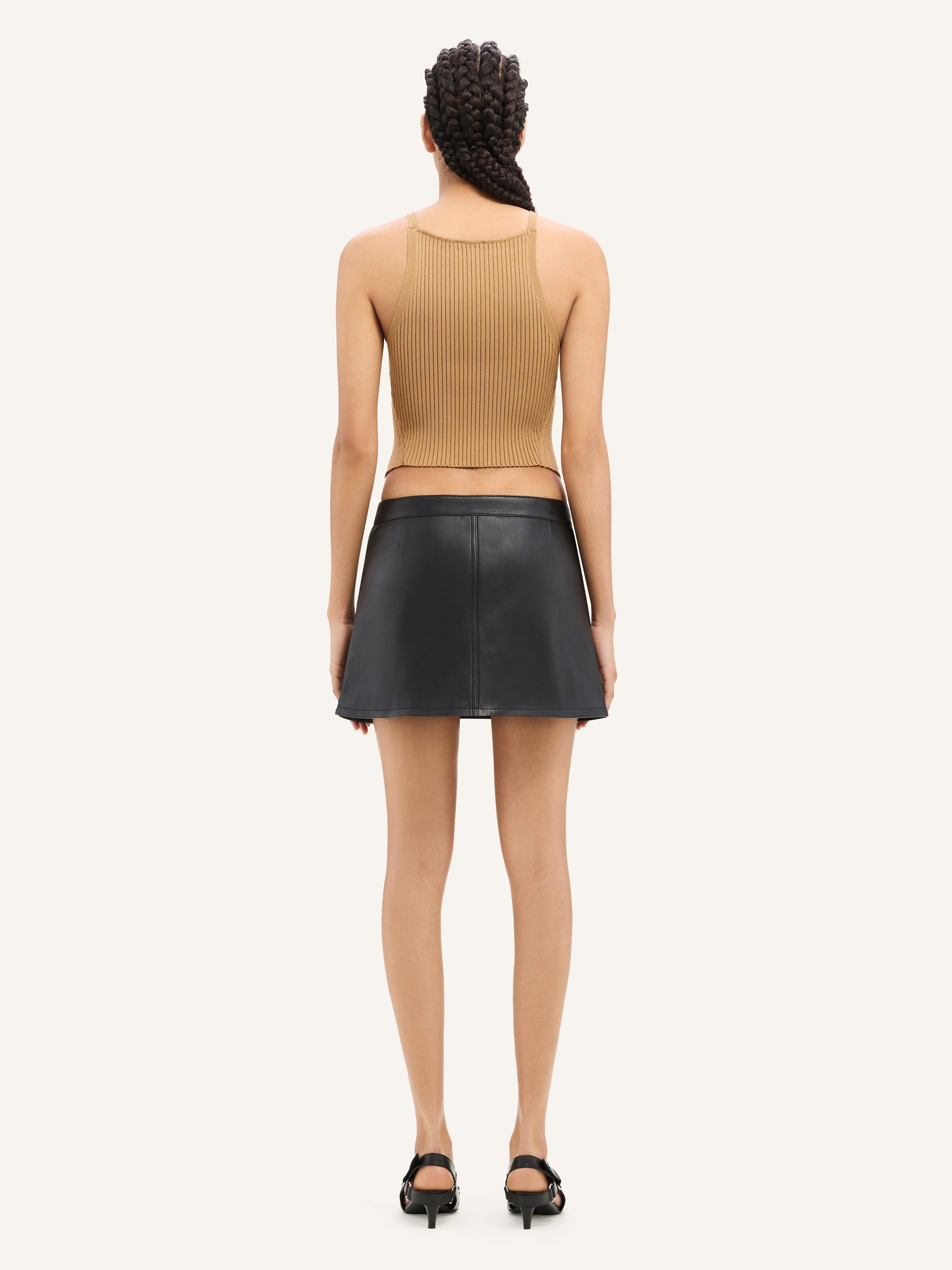 2-POCKET VINTAGE LEATHER MINI SKIRT - 4