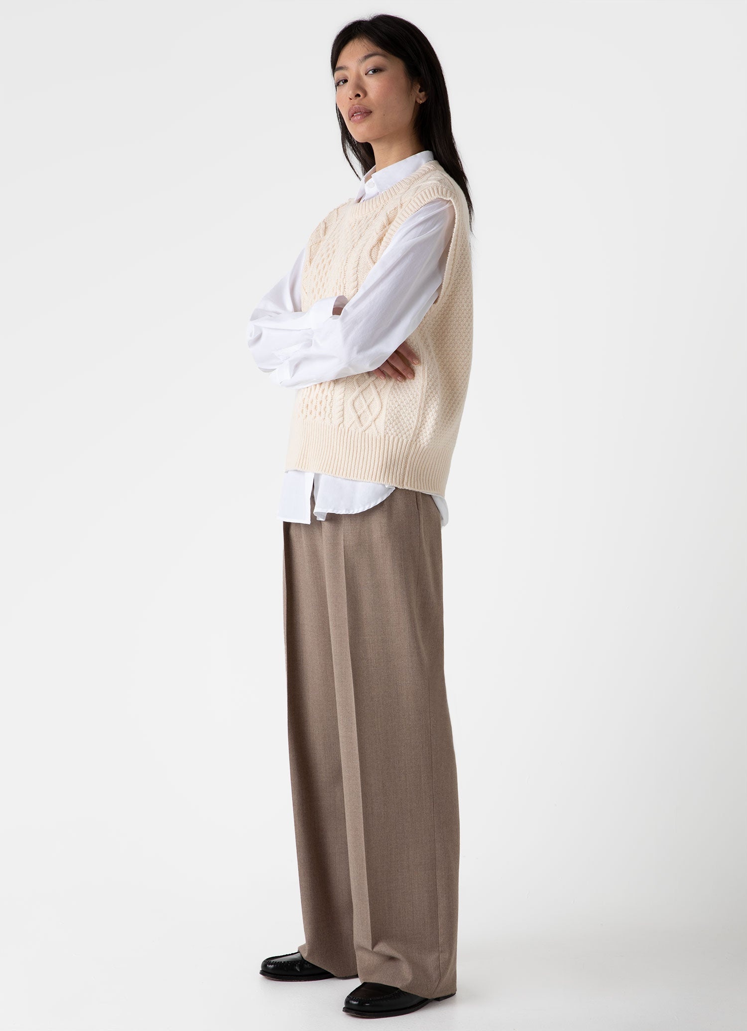 Lambswool Cable Knit Vest - 2