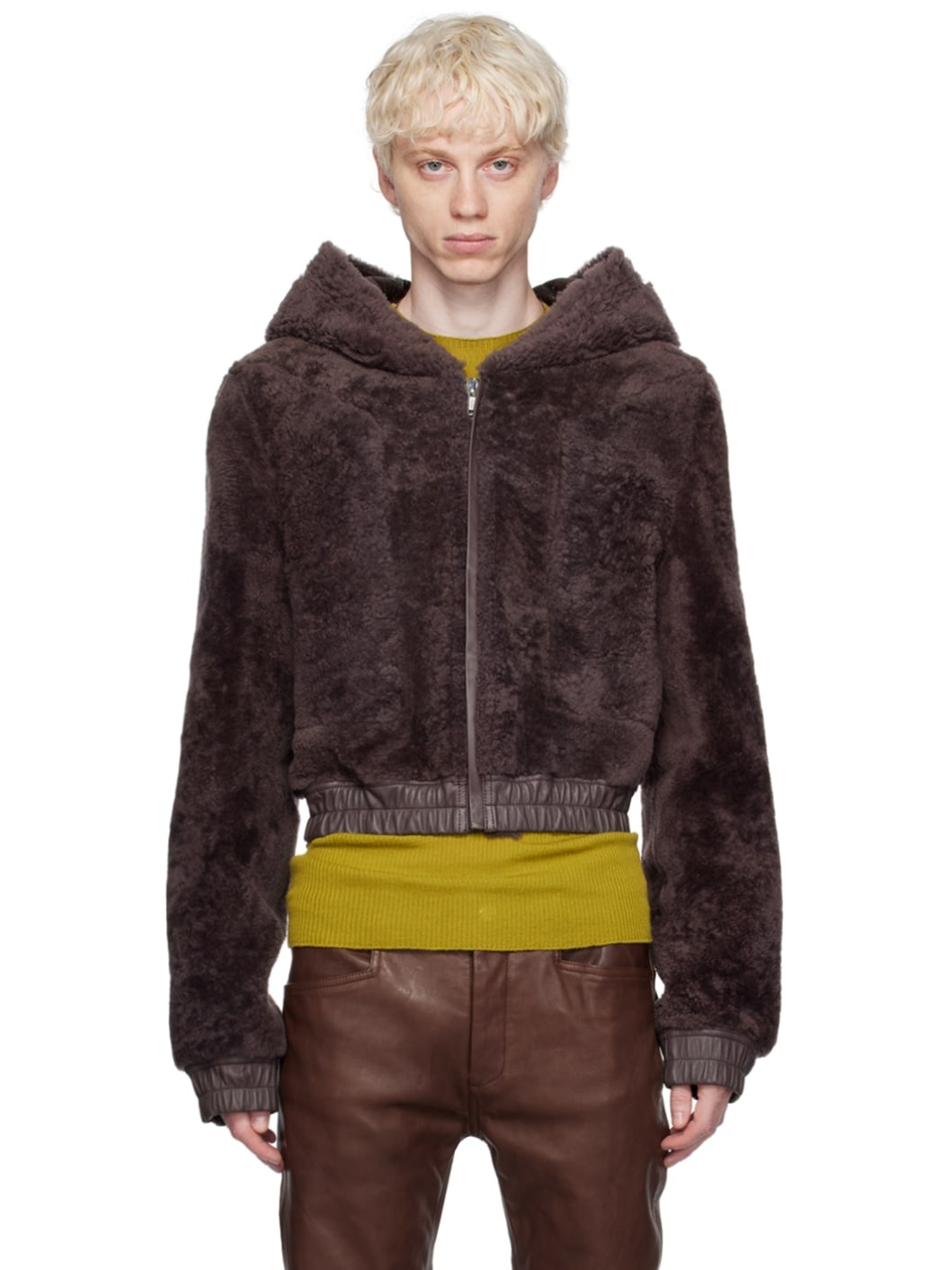 Purple Hooded Shearling Jacket - 1