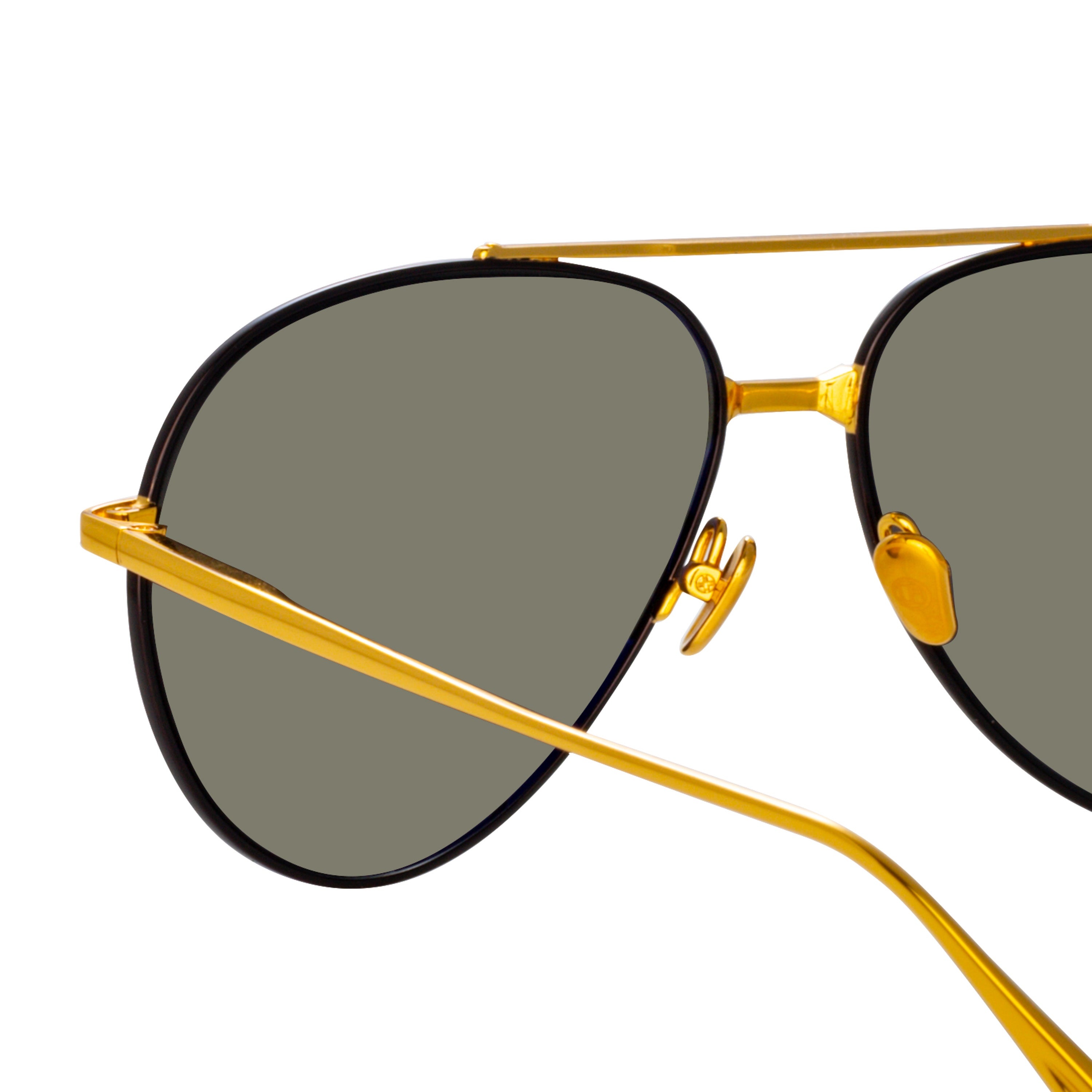 MARCELO AVIATOR SUNGLASSES IN BLACK AND YELLOW GOLD - 6