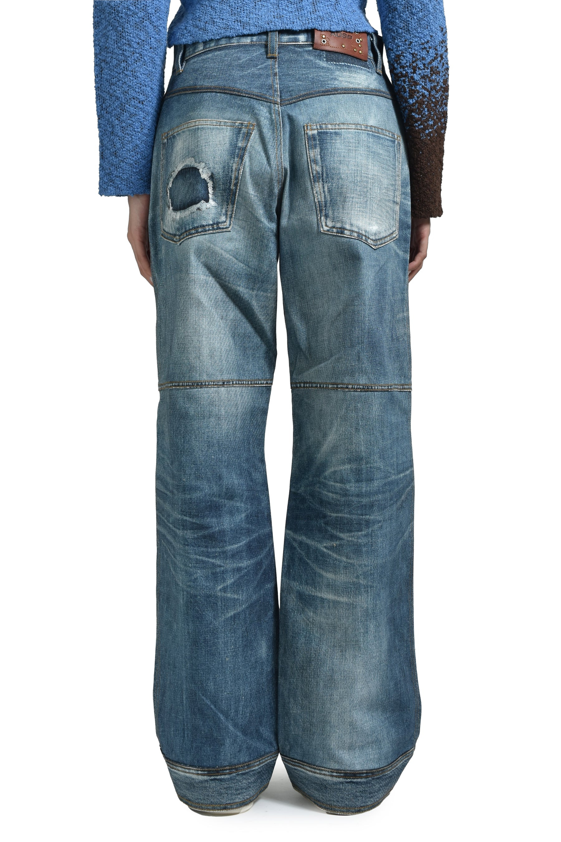 UNISEX CUSTOM-LIKE PRINTED DENIM PANTS / MID BLU - 2