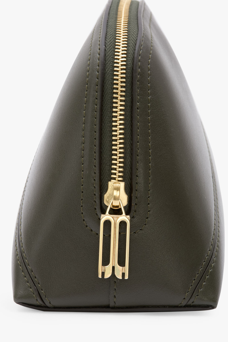 Victoria Large Travel Pouch In Dark Olive Smooth Leather 5