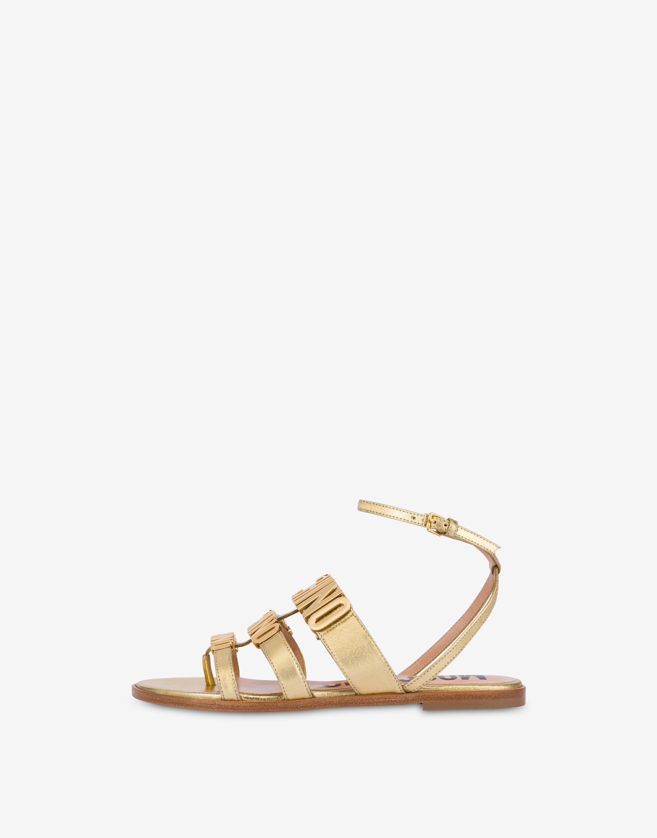 DEGRADÉ METAL LOGO FOILED FLAT SANDALS - 2