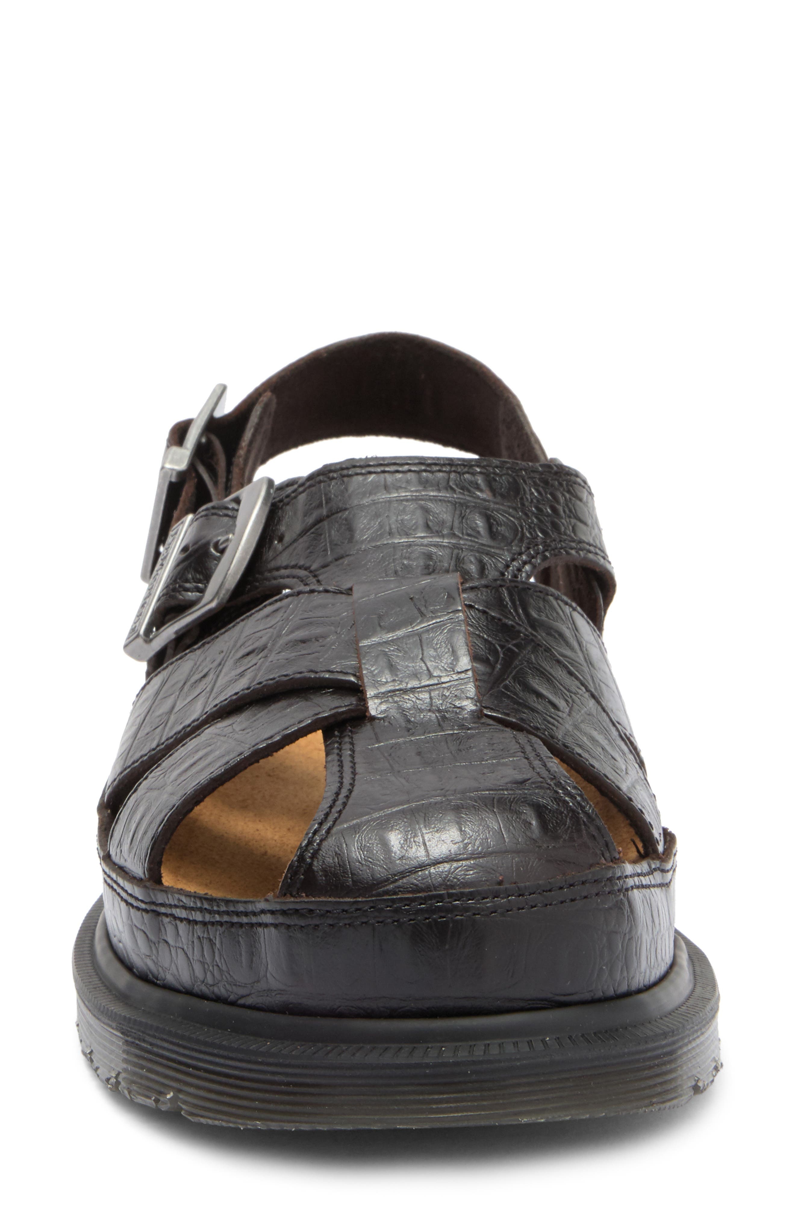 Dr. Martens Archive Fisherman Sandal in Dark Brown Aniline Croc Emboss at Nordstrom - 4