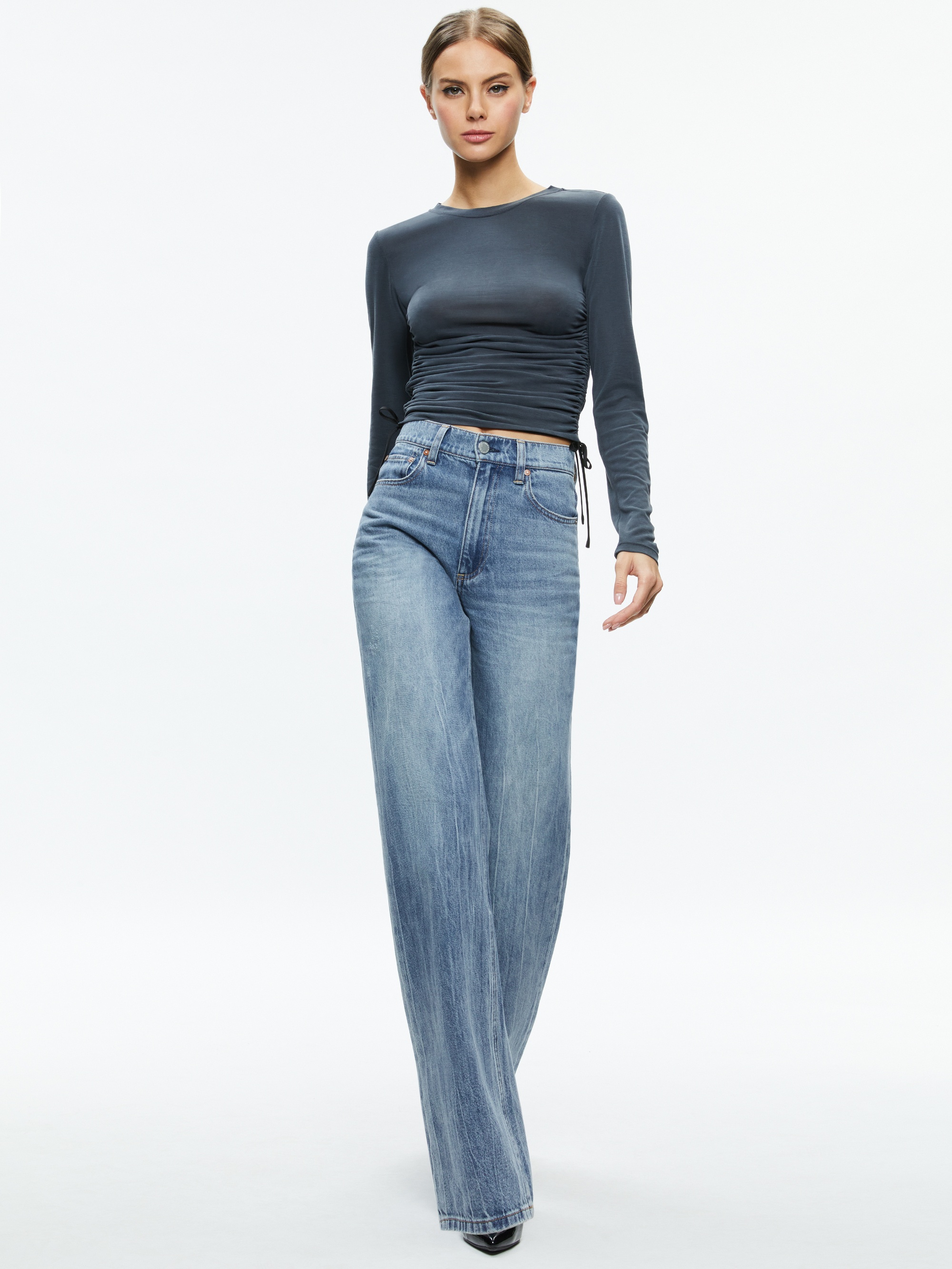 PERCY CREWNECK RUCHED CROPPED TOP - 5