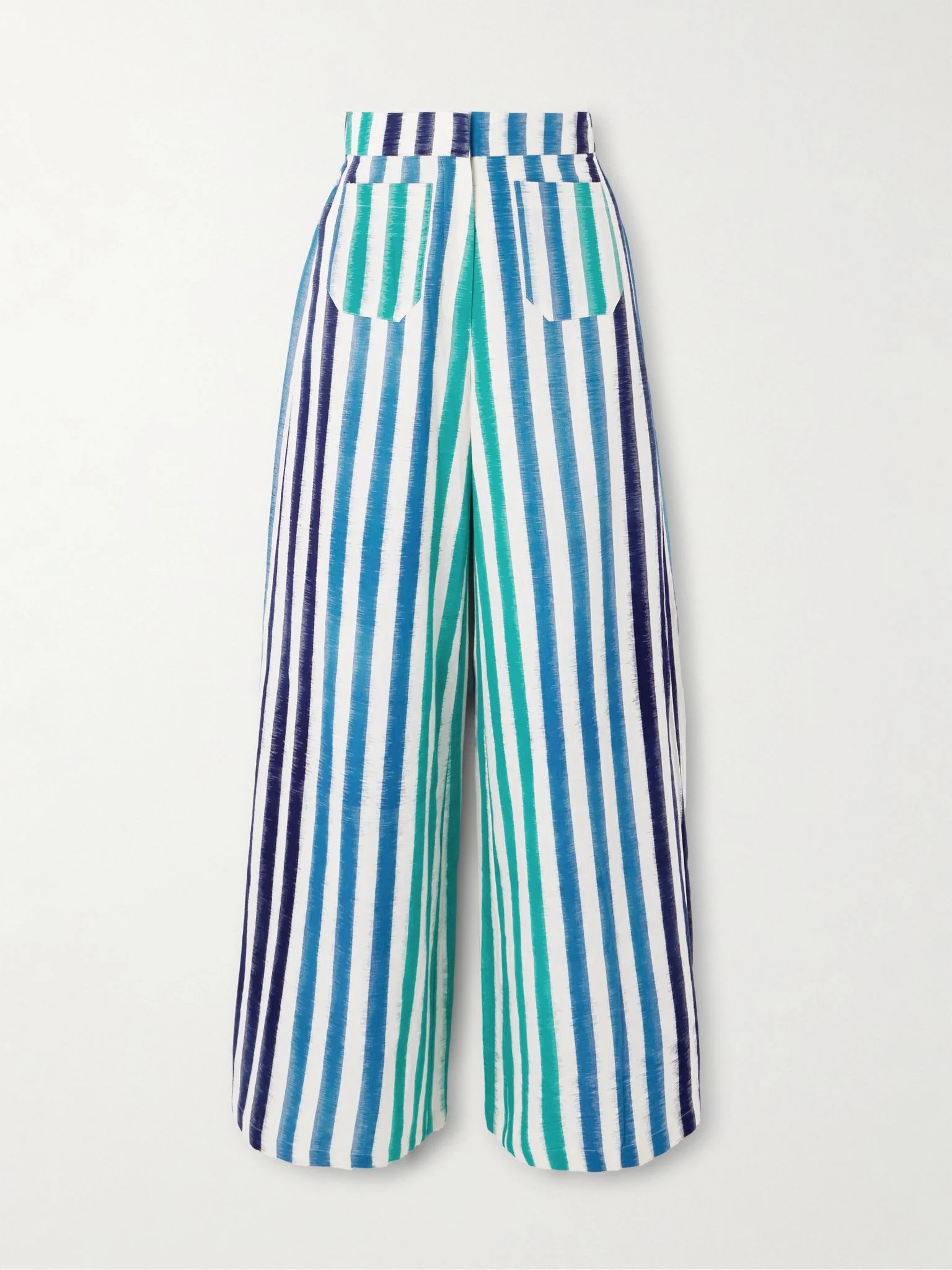 Adele striped cotton wide-leg pants Blue - 1
