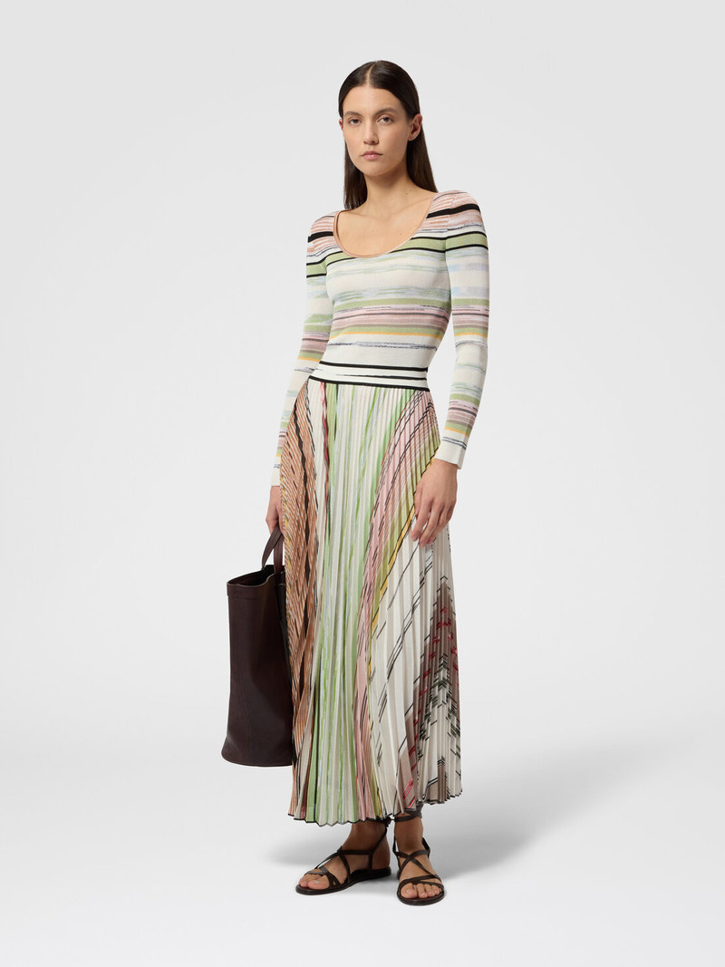 Missoni Pleated Mixed Flame Viscose Long Dress outlook