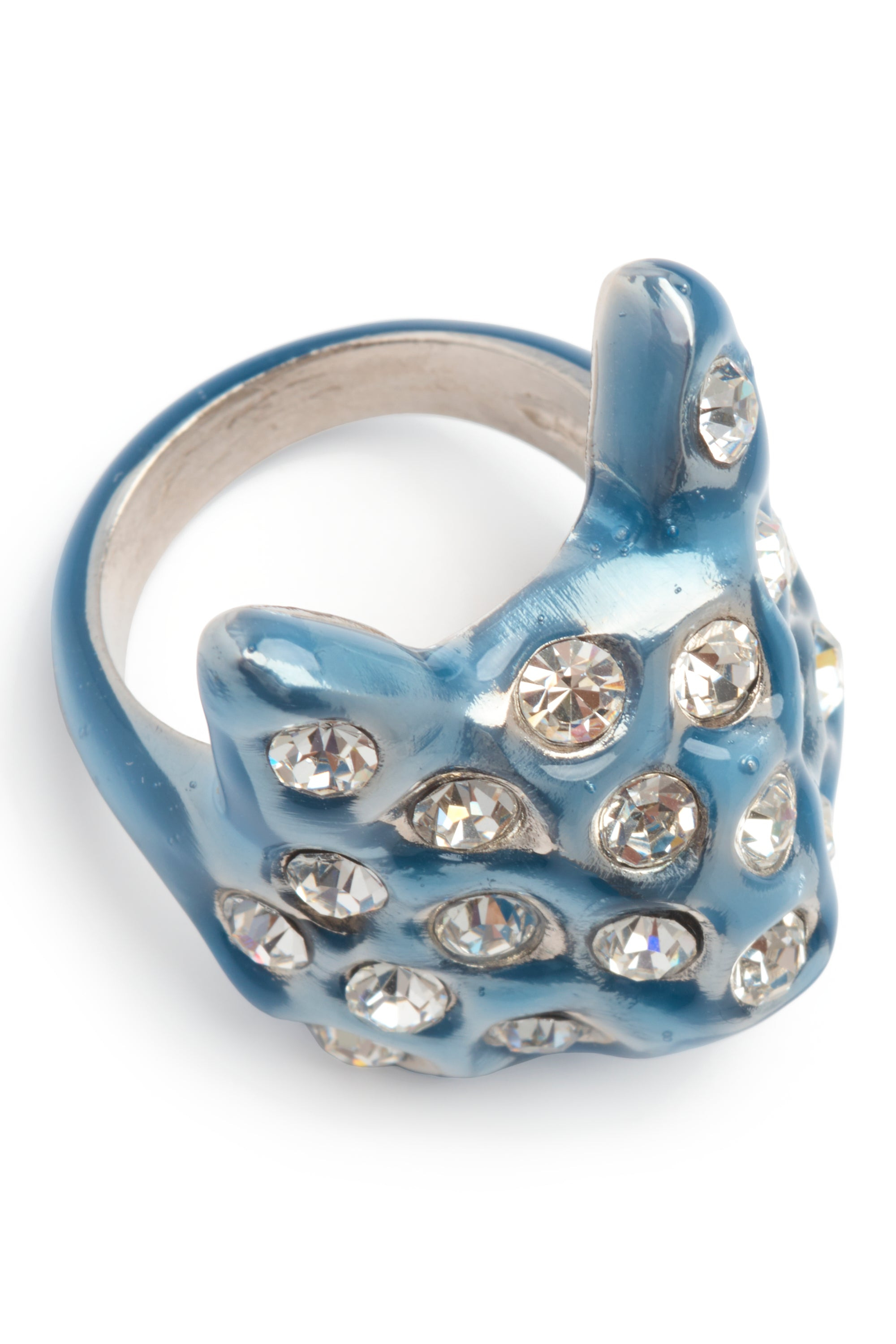 SEA BLUE PUFFY BUNNY RING - 4