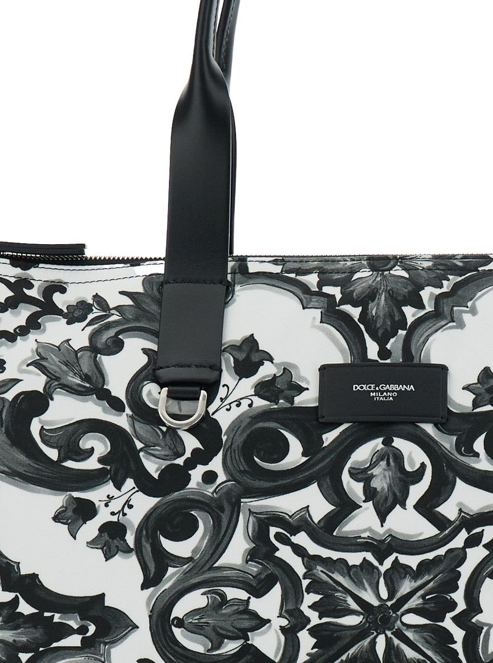 Dolce & Gabbana Men Black Tote Bag With Top Zip Closure And All-Over Print In Tech Fabric Man - 5