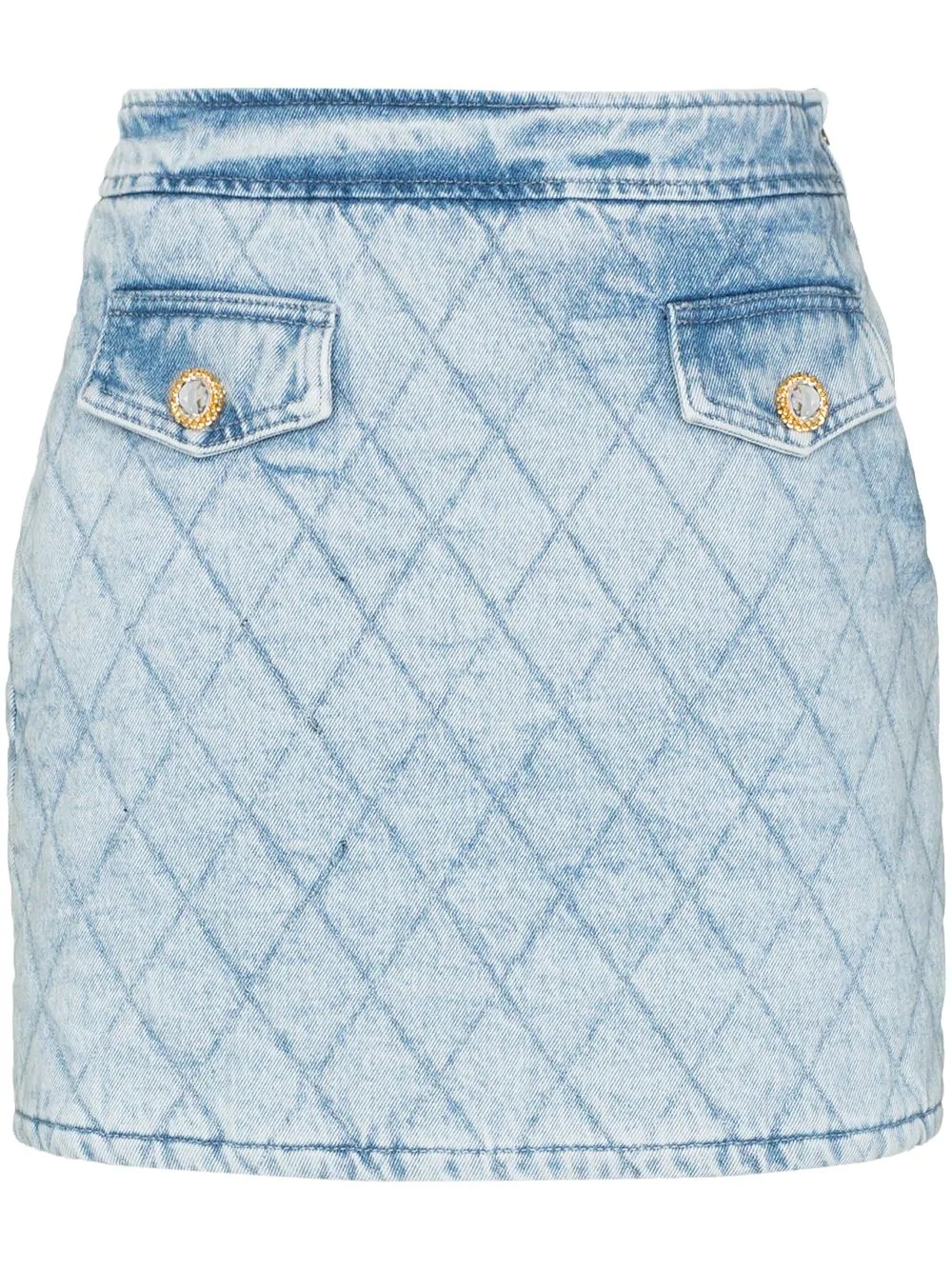 quilted denim mini skirt - 1