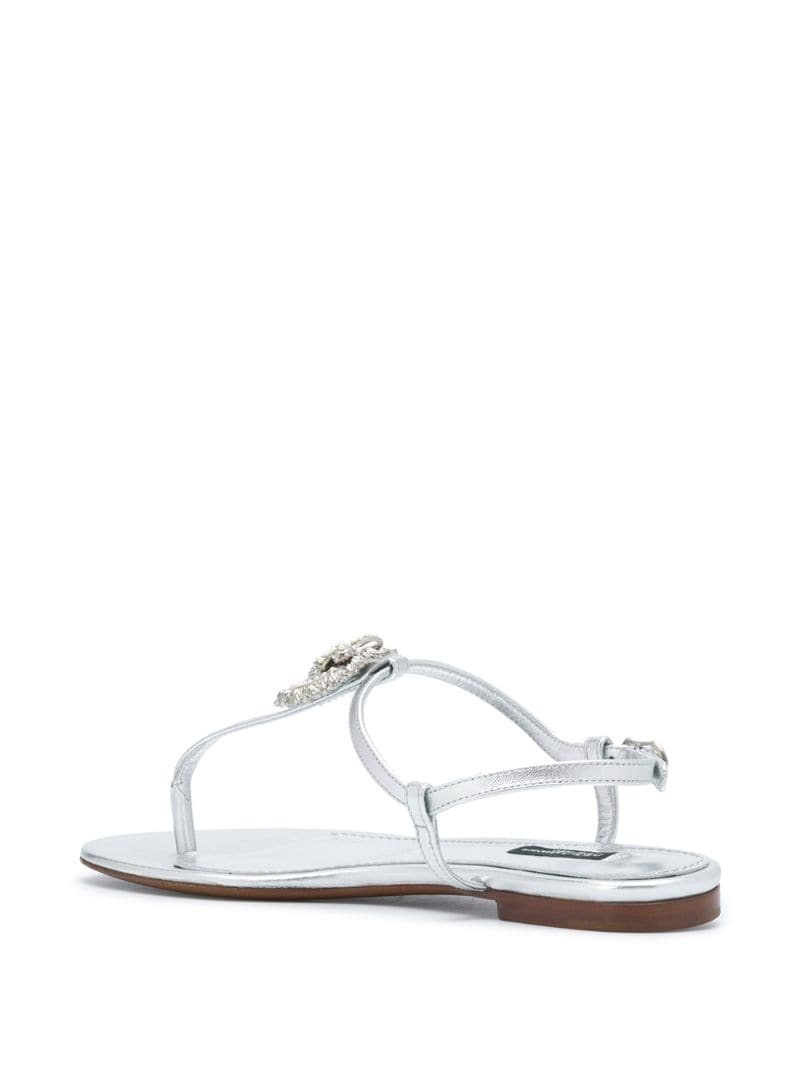 metallic strappy leather sandals - 3