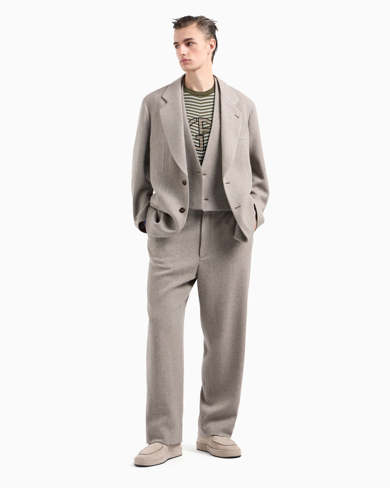 GIORGIO ARMANI Chevron jacquard stretch viscose crew-neck T-shirt outlook