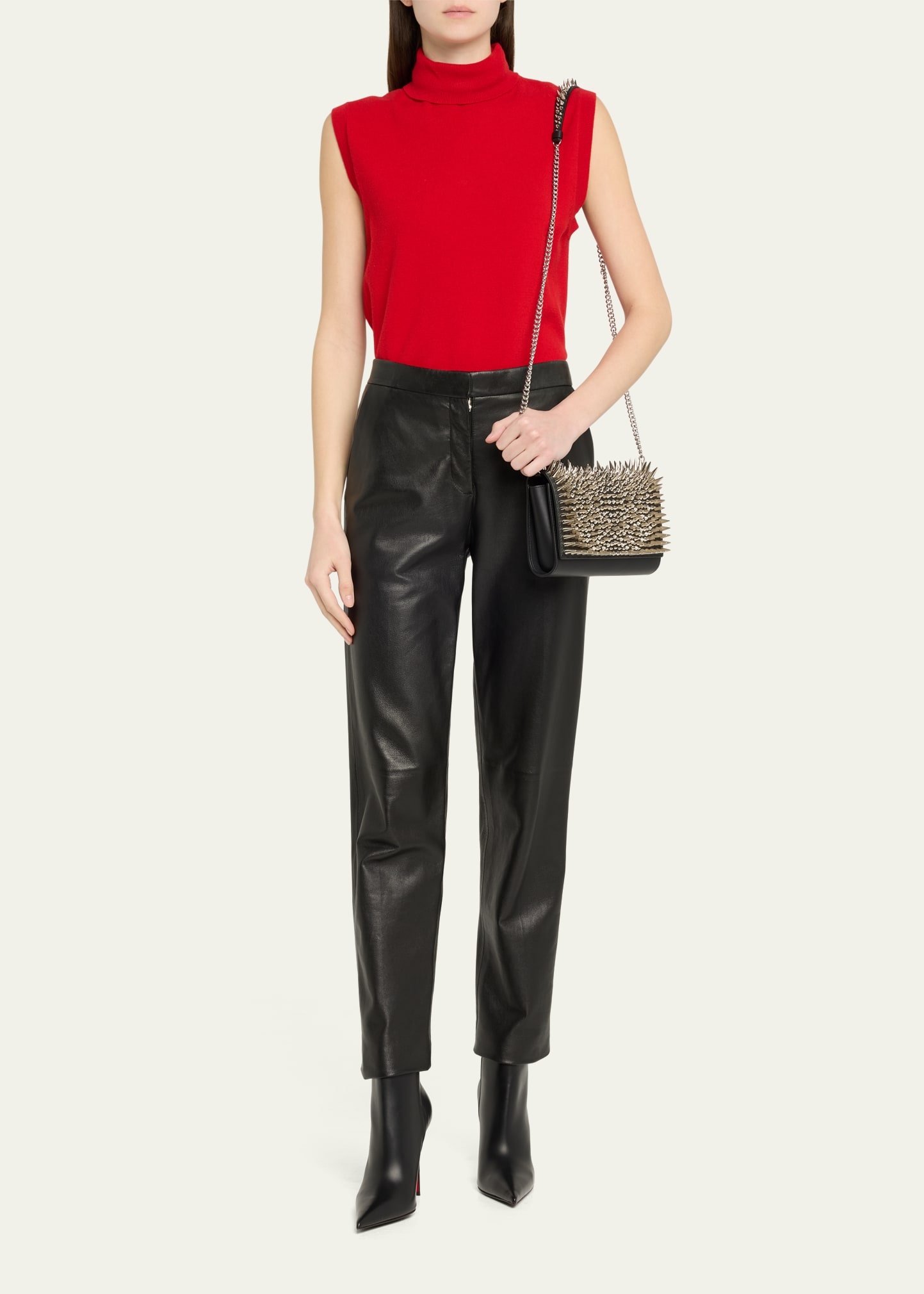 Paloma Spike Leather Clutch Bag - 5