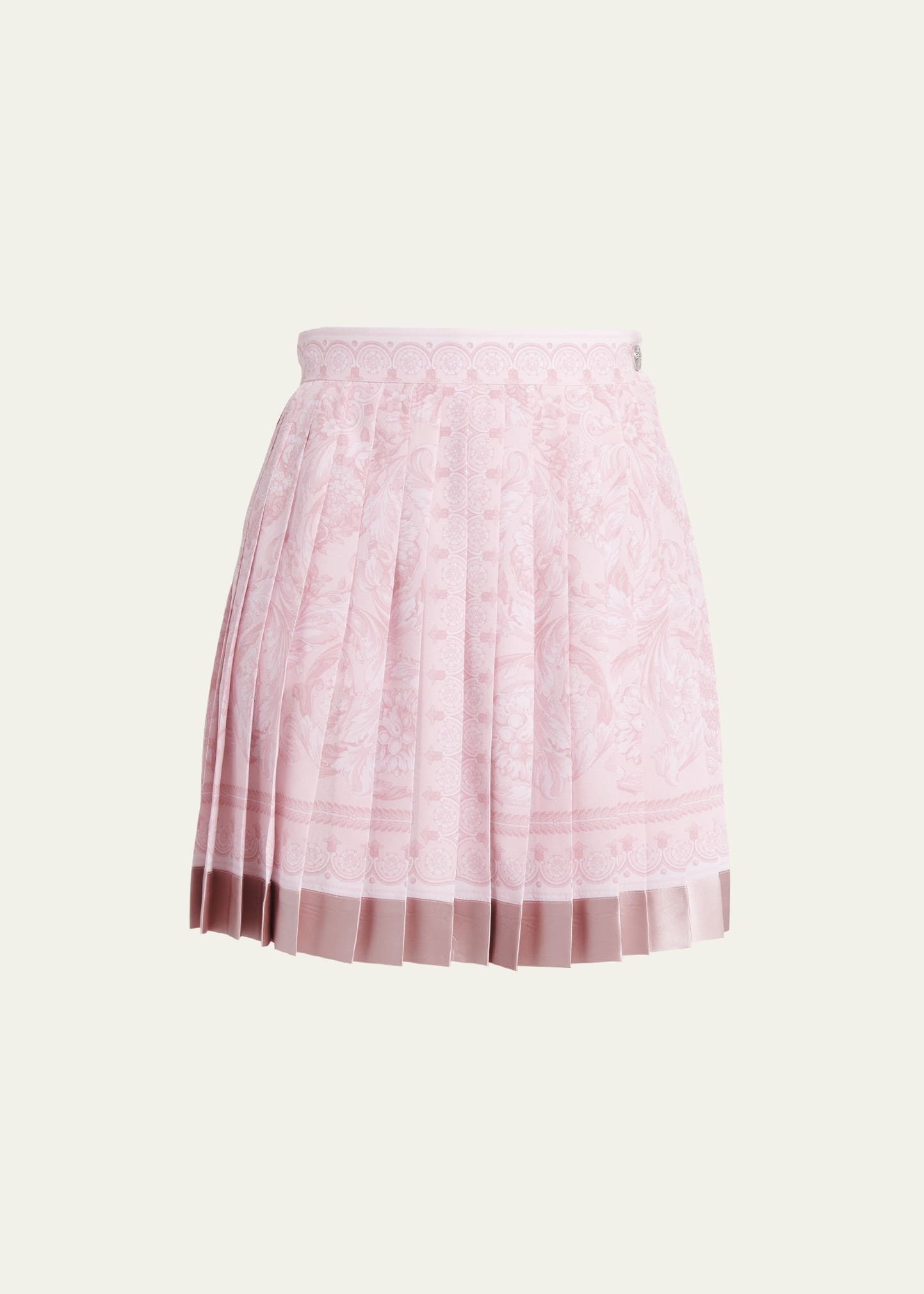 Pleated Baroque-Print Crepe De Chine Mini Skirt - 1