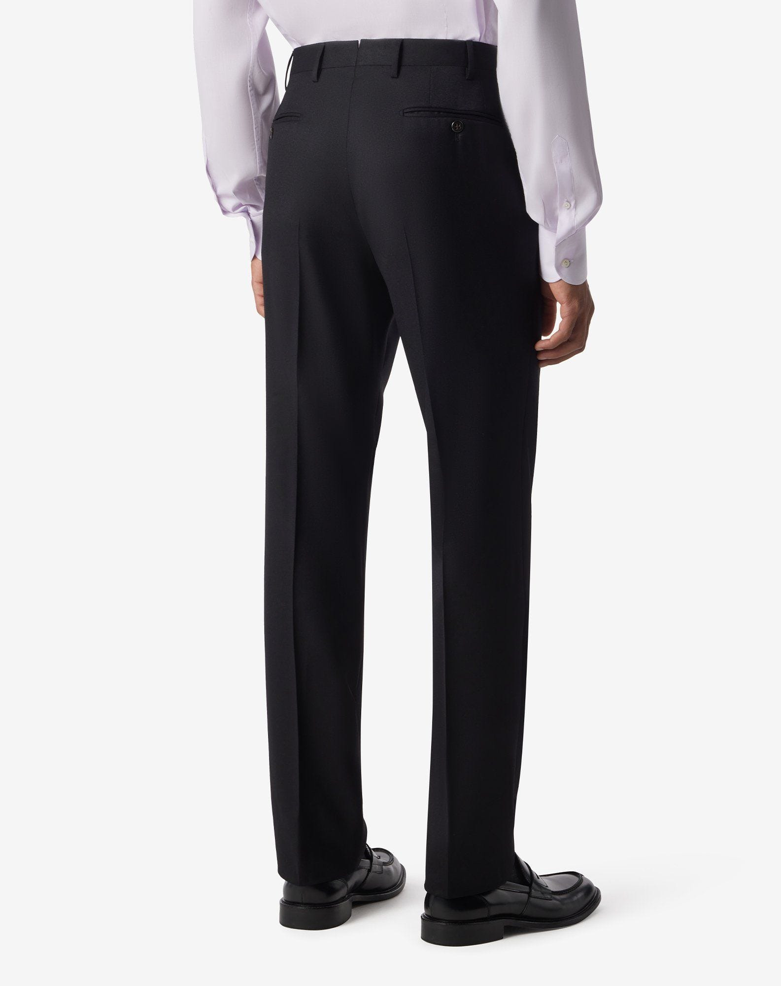 Black 1 pleated pure wool trousers - 4