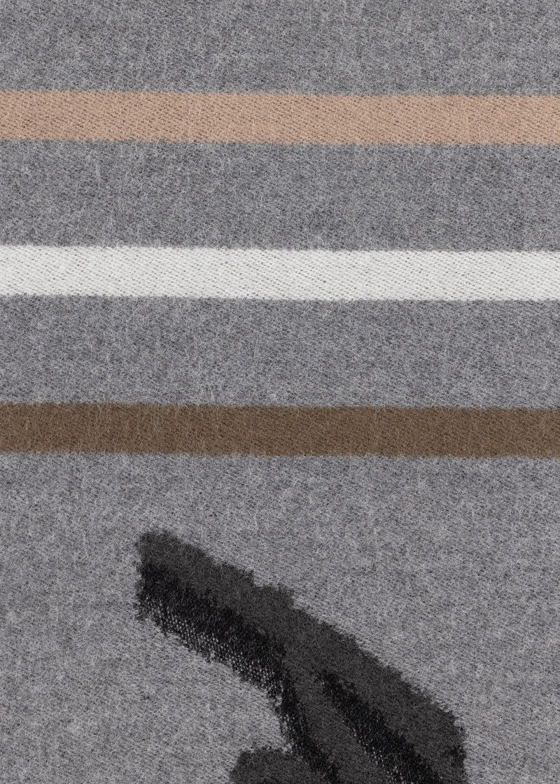 Grey Wool-Blend Logo Jacquard Scarf 4
