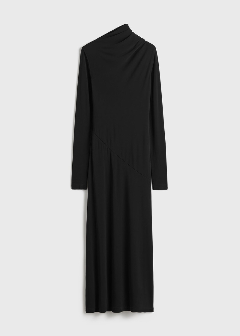 Draped jersey dress black 1