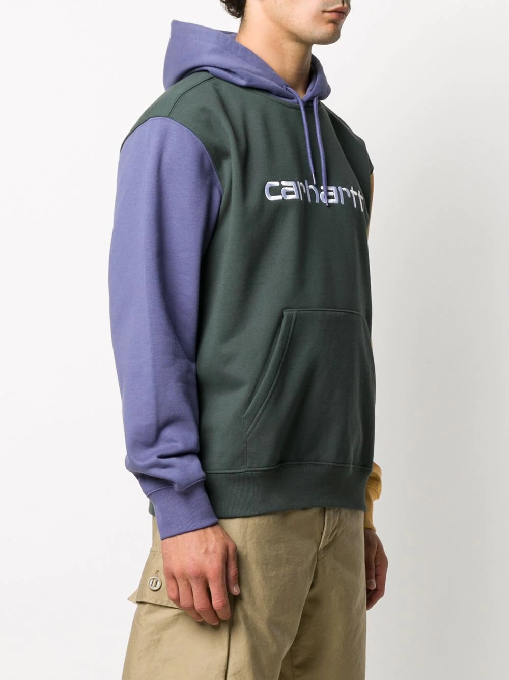 logo-print colour-block hoodie - 3