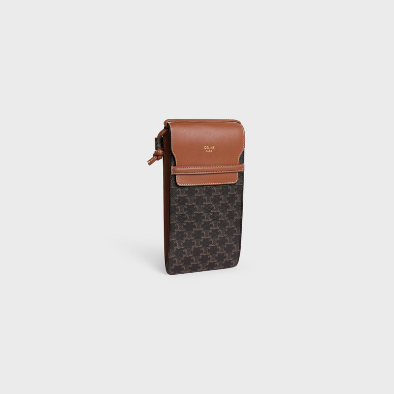 CELINE PHONE POUCH WITH FLAP in Triomphe Canvas and Lambskin outlook