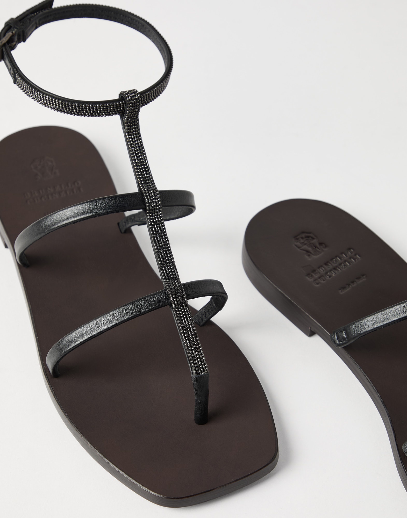 Nappa leather sandals with precious strap - 3