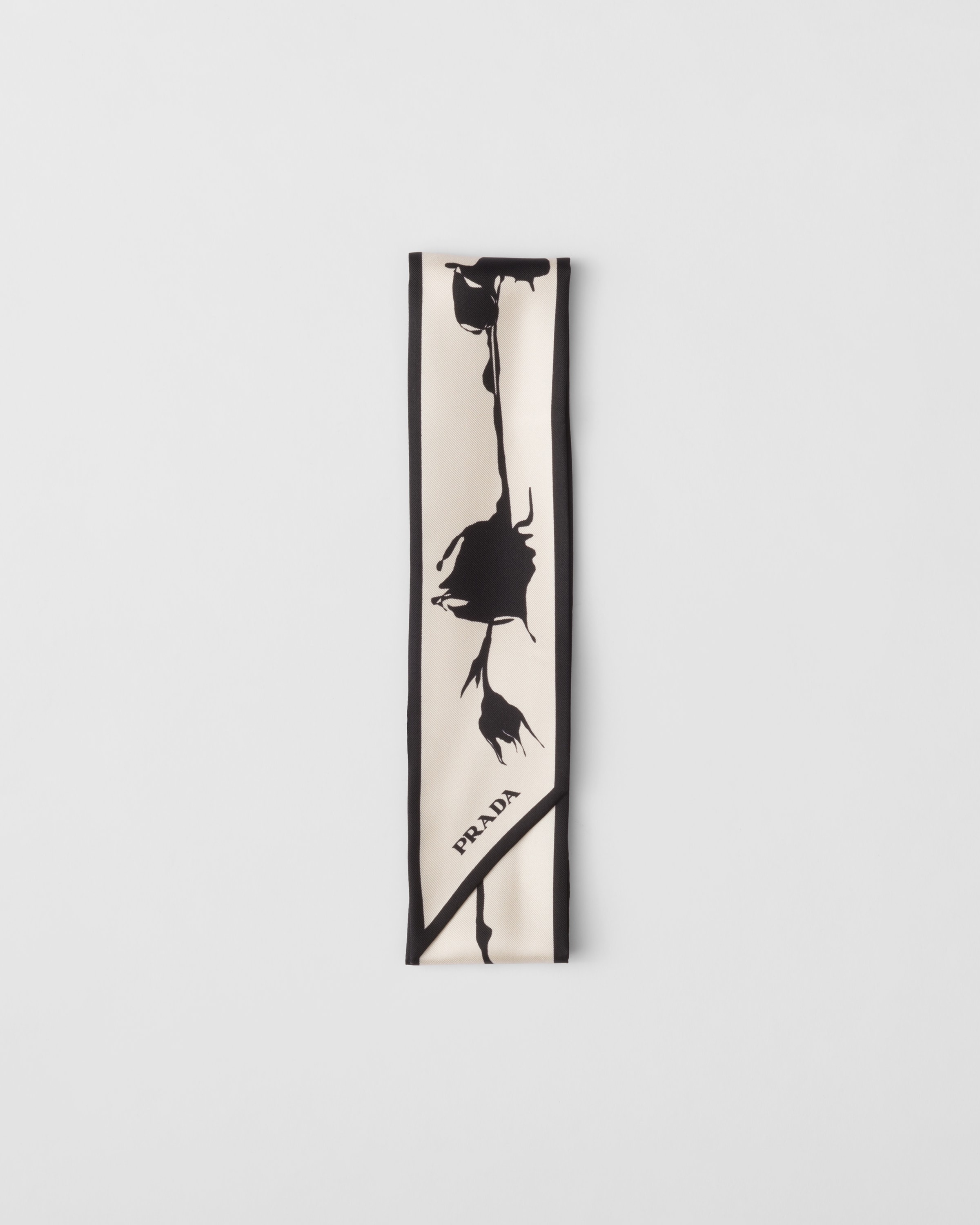 Printed twill skinny scarf - 1