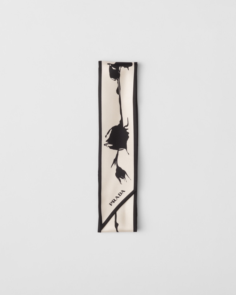 Printed twill skinny scarf 1