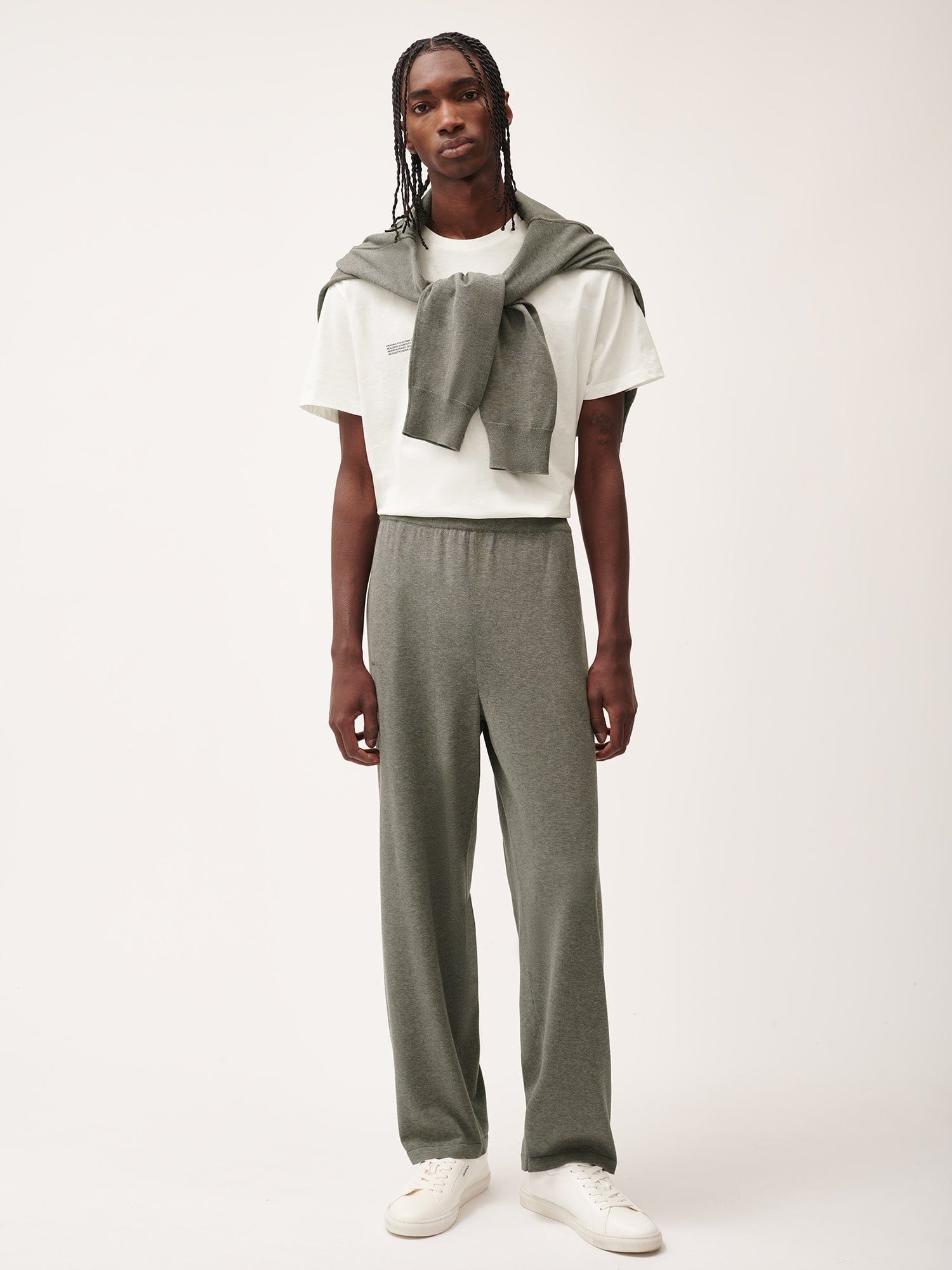 Mens DNA Knitted Straight Leg Track Pants - Grey Marl - 2