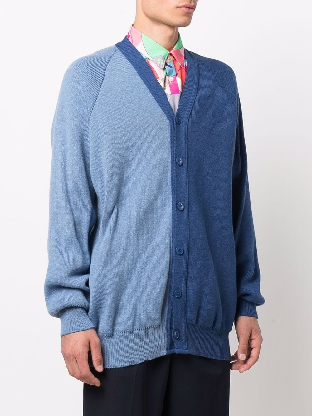 colour-block V-neck cardigan - 3