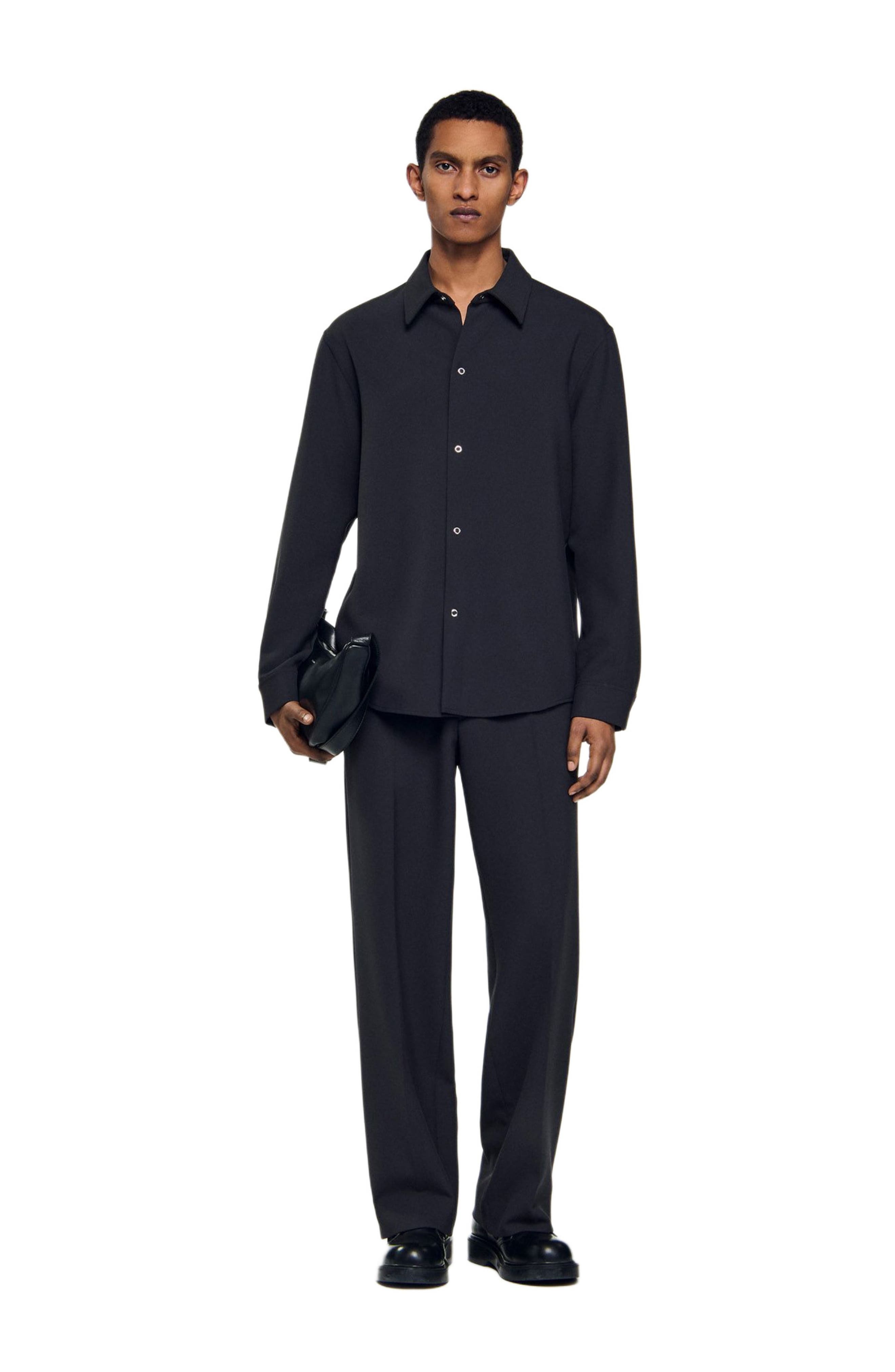 SANDRO Long-sleeved jersey shirt in Dark Grey at Nordstrom - 6