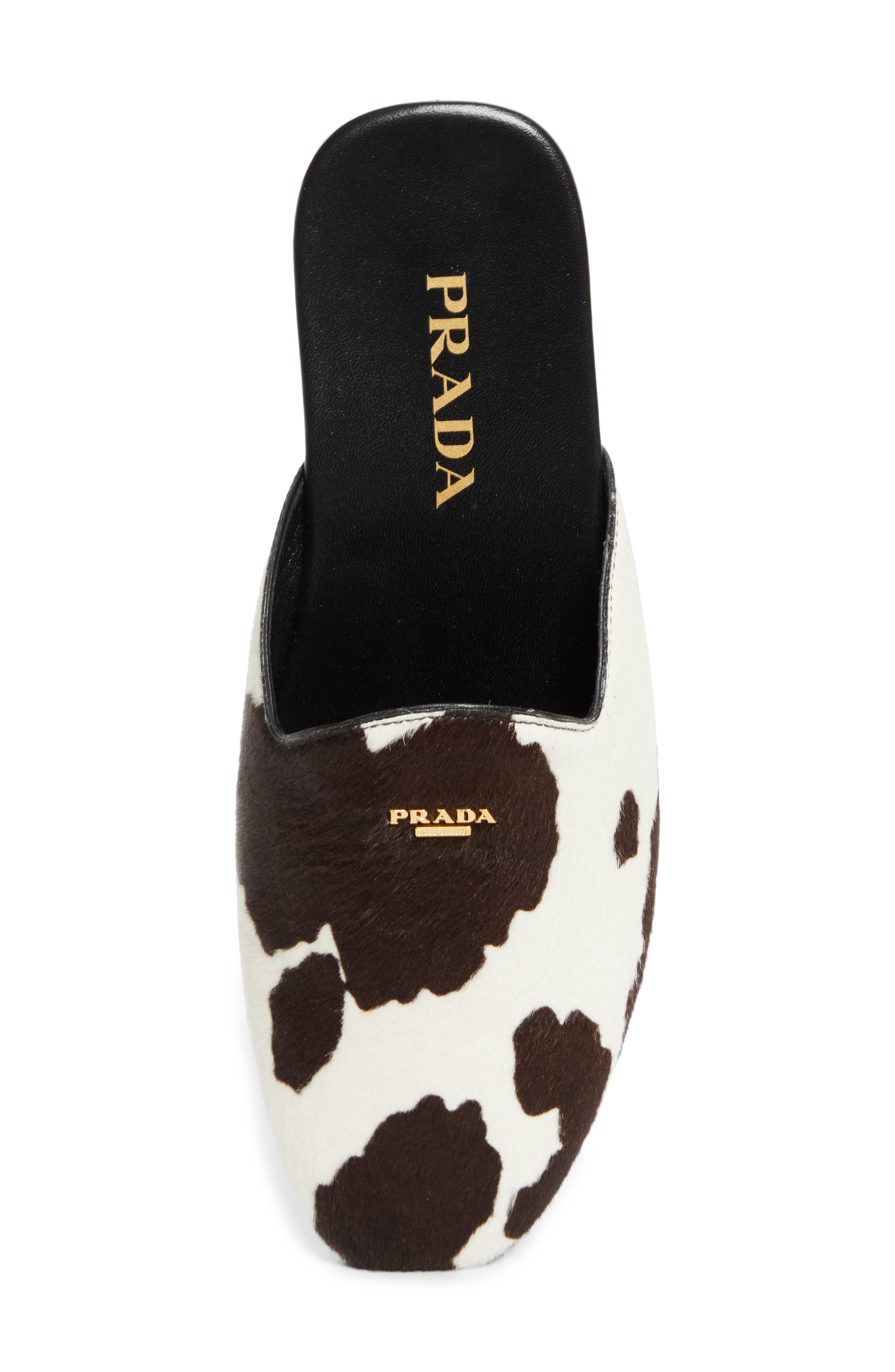 Prada Genuine Calf Hair Mule in Bianco/Moro at Nordstrom - 5