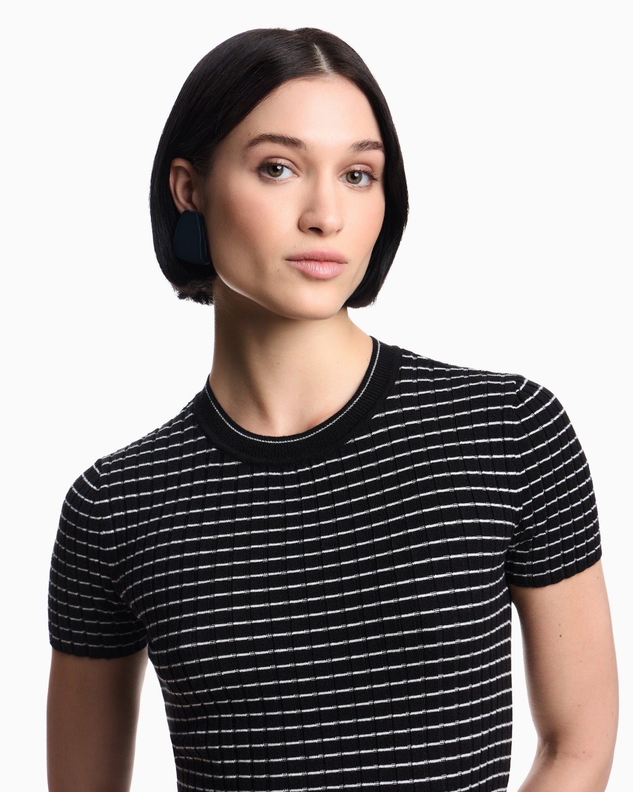 RIBBED T-SHIRT WITH STRIPED MOTIF - 5