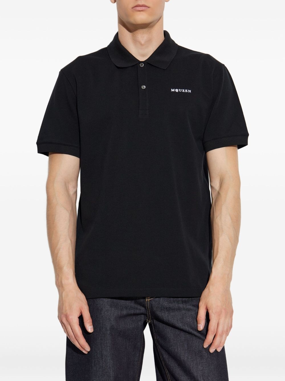logo-embroidered cotton polo shirt - 3