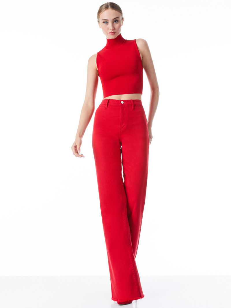 Alice + Olivia DARINA MOCK NECK FITTED CROPPED TANK outlook