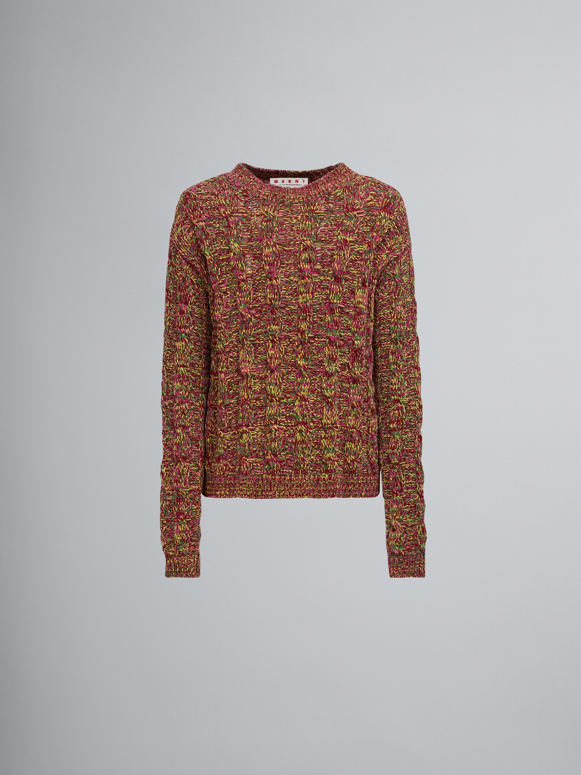 VISCOSE AND COTTON CHENILLE CREWNECK SWEATER - 1