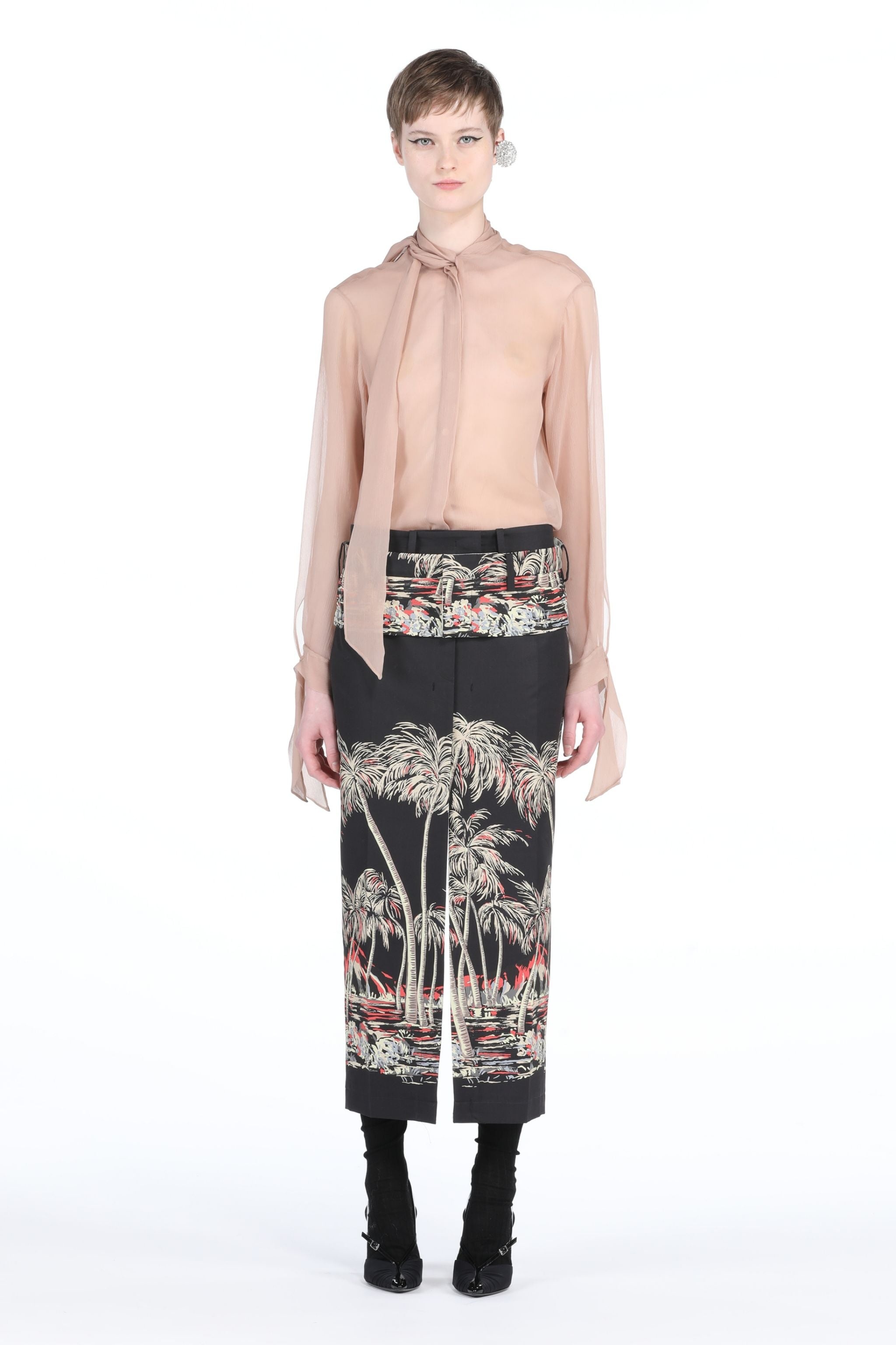 PALM TREE-PRINT PENCIL SKIRT - 4